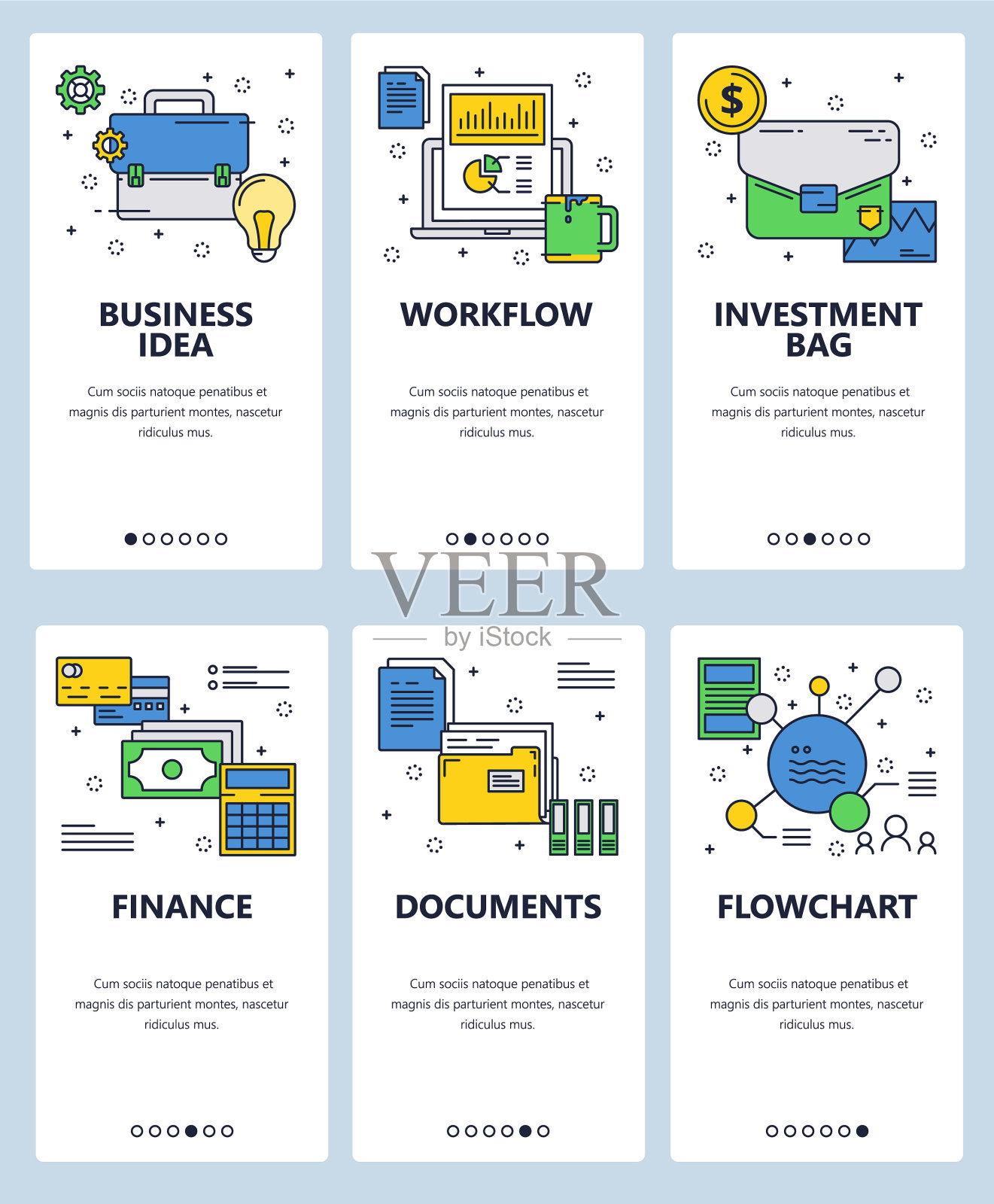 线条艺术网页和移动应用程序模板集设计模板素材
