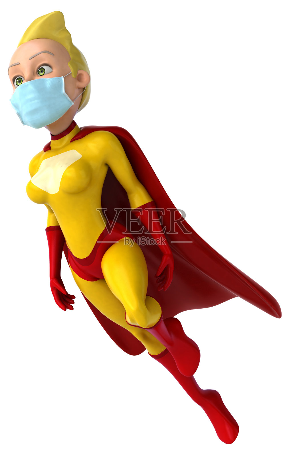 一个带面具的超级英雄的3D插图照片摄影图片