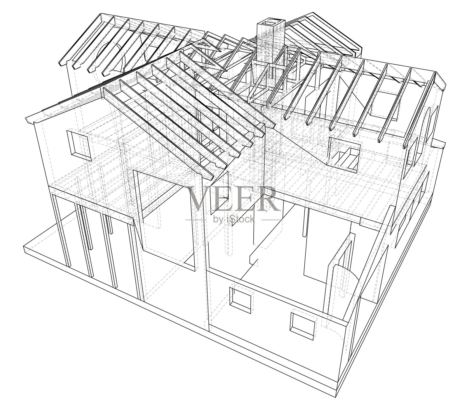 在白色背景eps上勾画房子设计元素图片