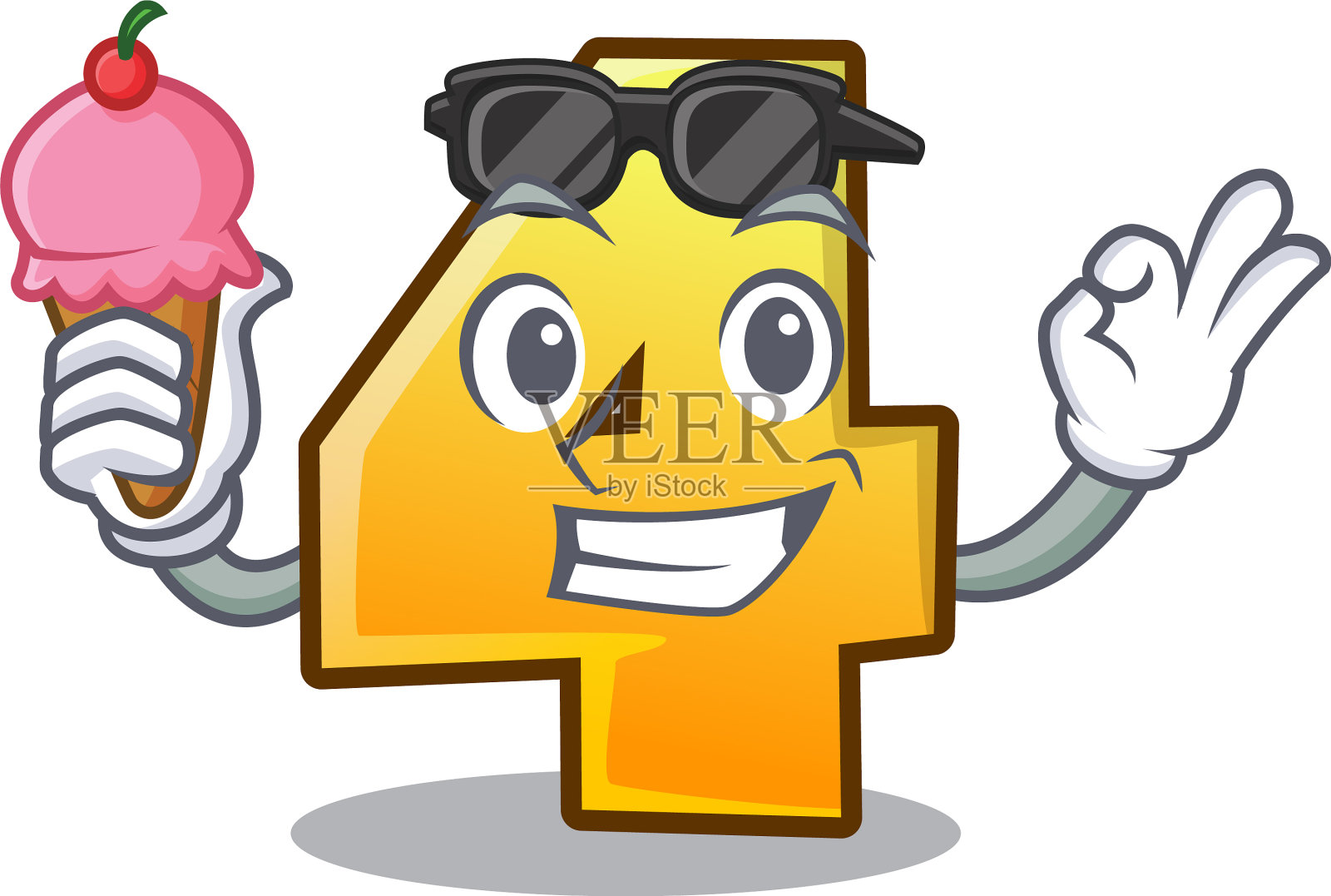 还有带数字4的冰淇淋卡通栅栏设计元素图片