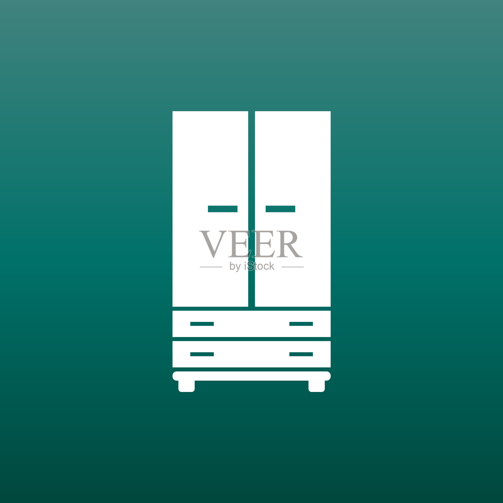 绿色背景上的橱柜图标插画图片素材