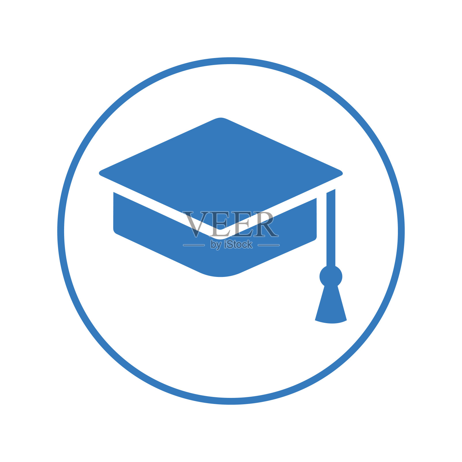 学位板上的蓝色图标，毕业帽，毕业帽插画图片素材