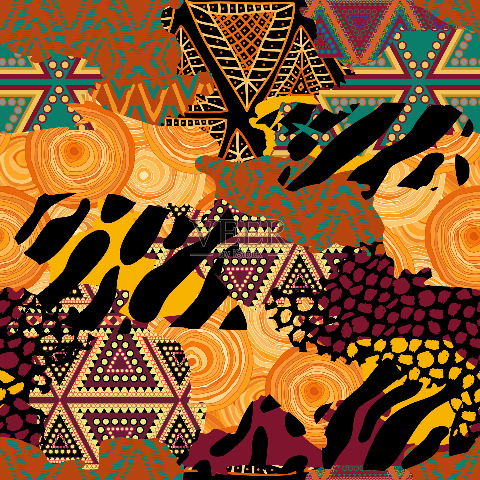 无缝图案的动物印花插画图片素材