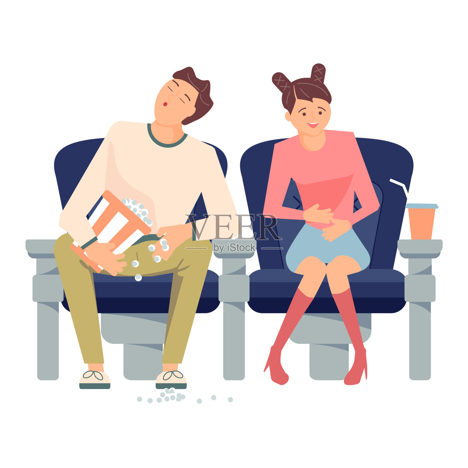 看无聊电影时昏昏欲睡的人插画图片素材