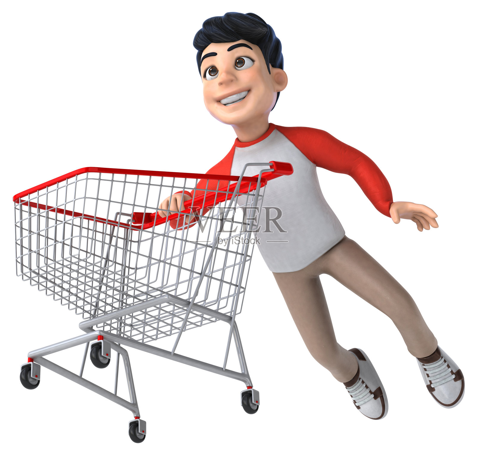 有趣的3D亚洲少年与漫画风格照片摄影图片