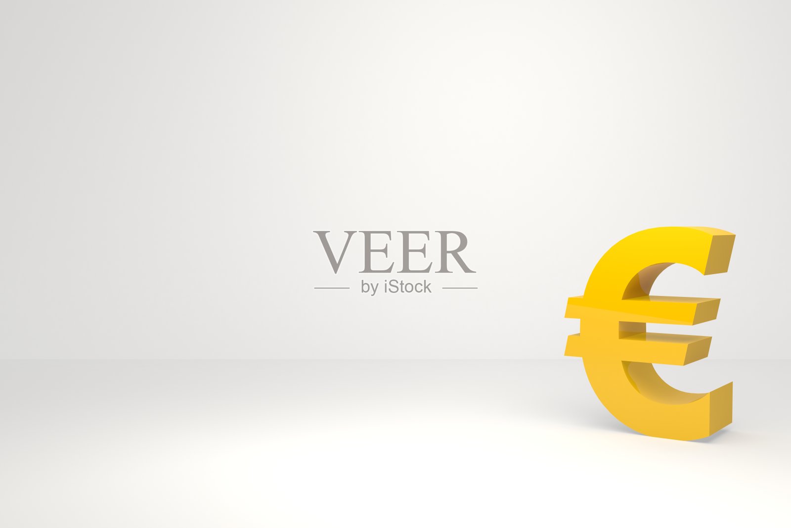 3D黄色欧元符号和白色背景股票照片照片摄影图片