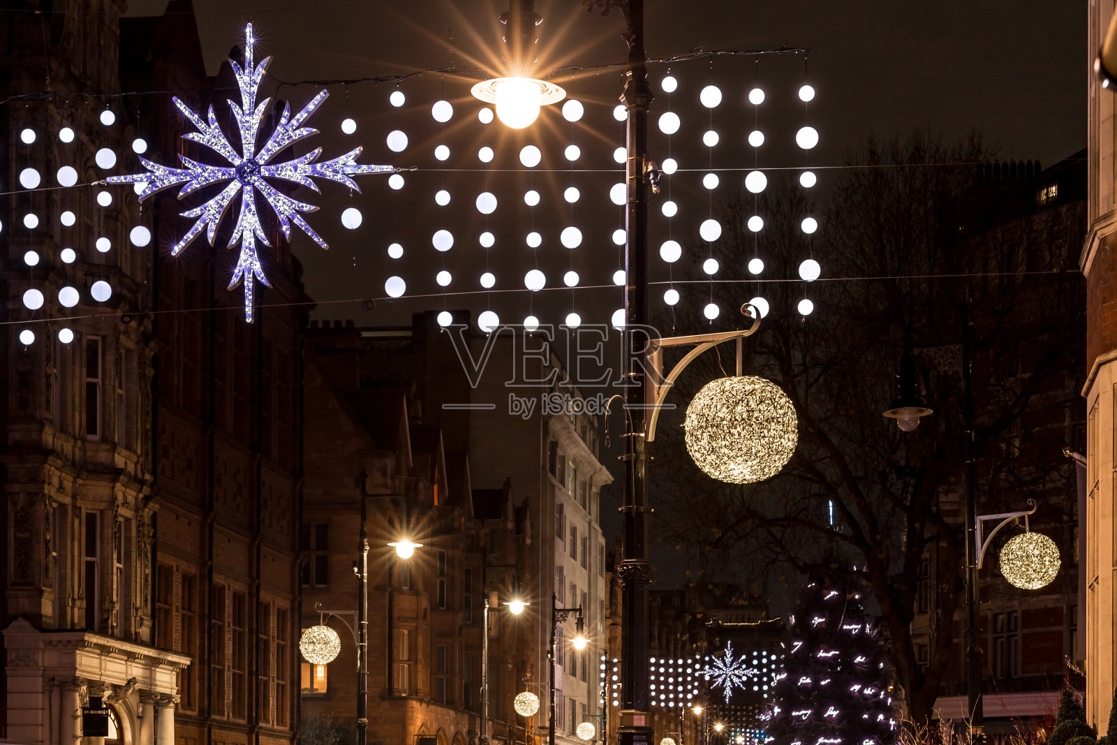 圣诞夜的梅菲尔，英国伦敦照片摄影图片