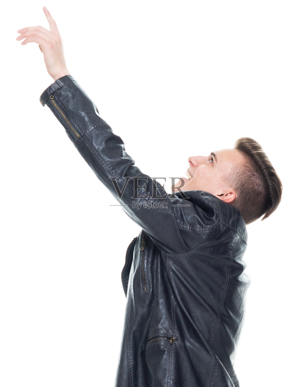 穿着格子衬衫的白人少年照片摄影图片