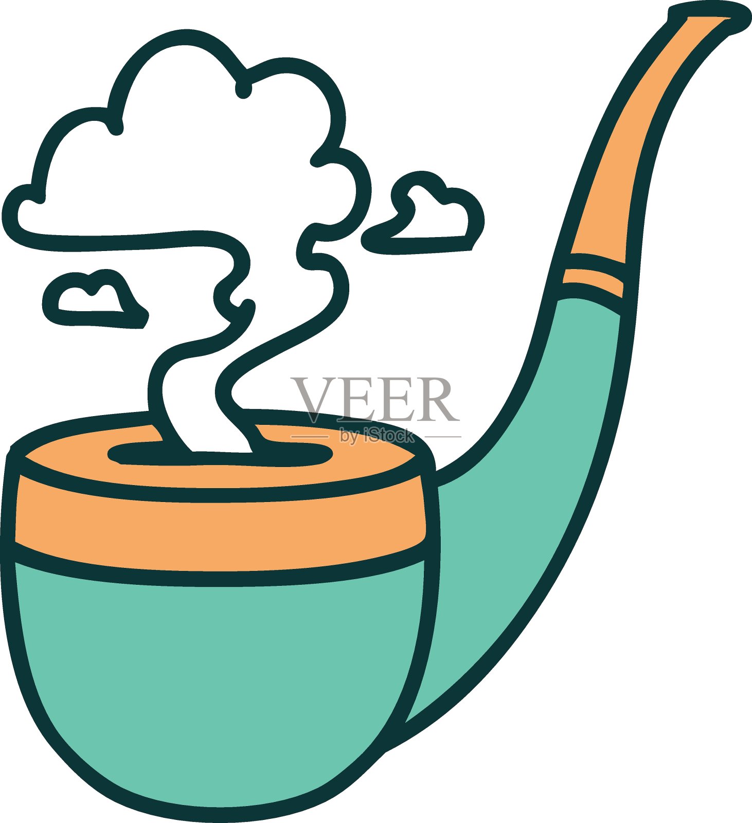 纹身风格的图标吸烟者烟斗