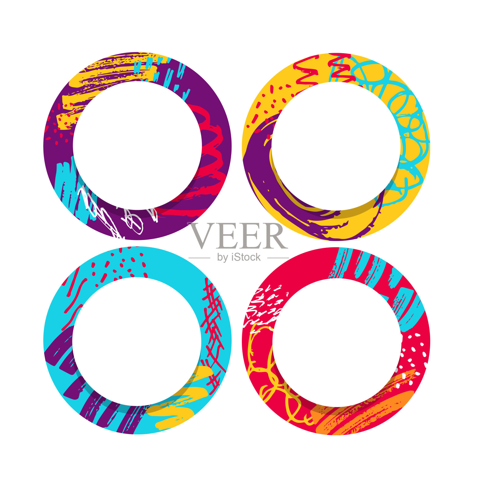 明亮的颜色与手绘涂鸦社交媒体故事模板。抽象的图案。季节性销售旗帜。趋势的背景。生日聚会或周年纪念邀请。背景设置模式。设计元素图片