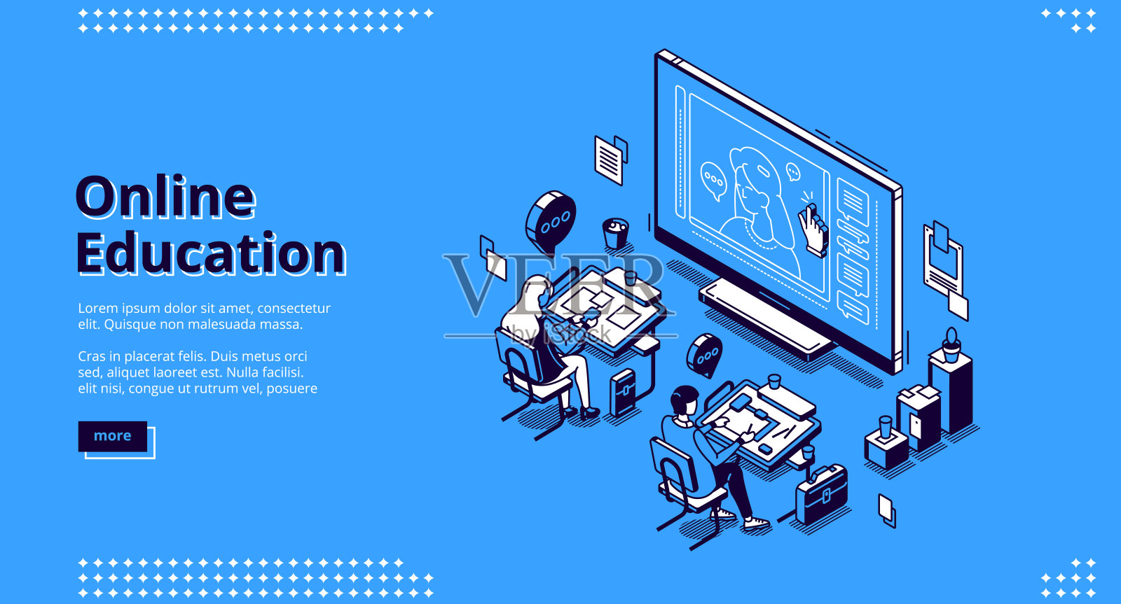 在线教育等距登陆页面网页横幅插画图片素材
