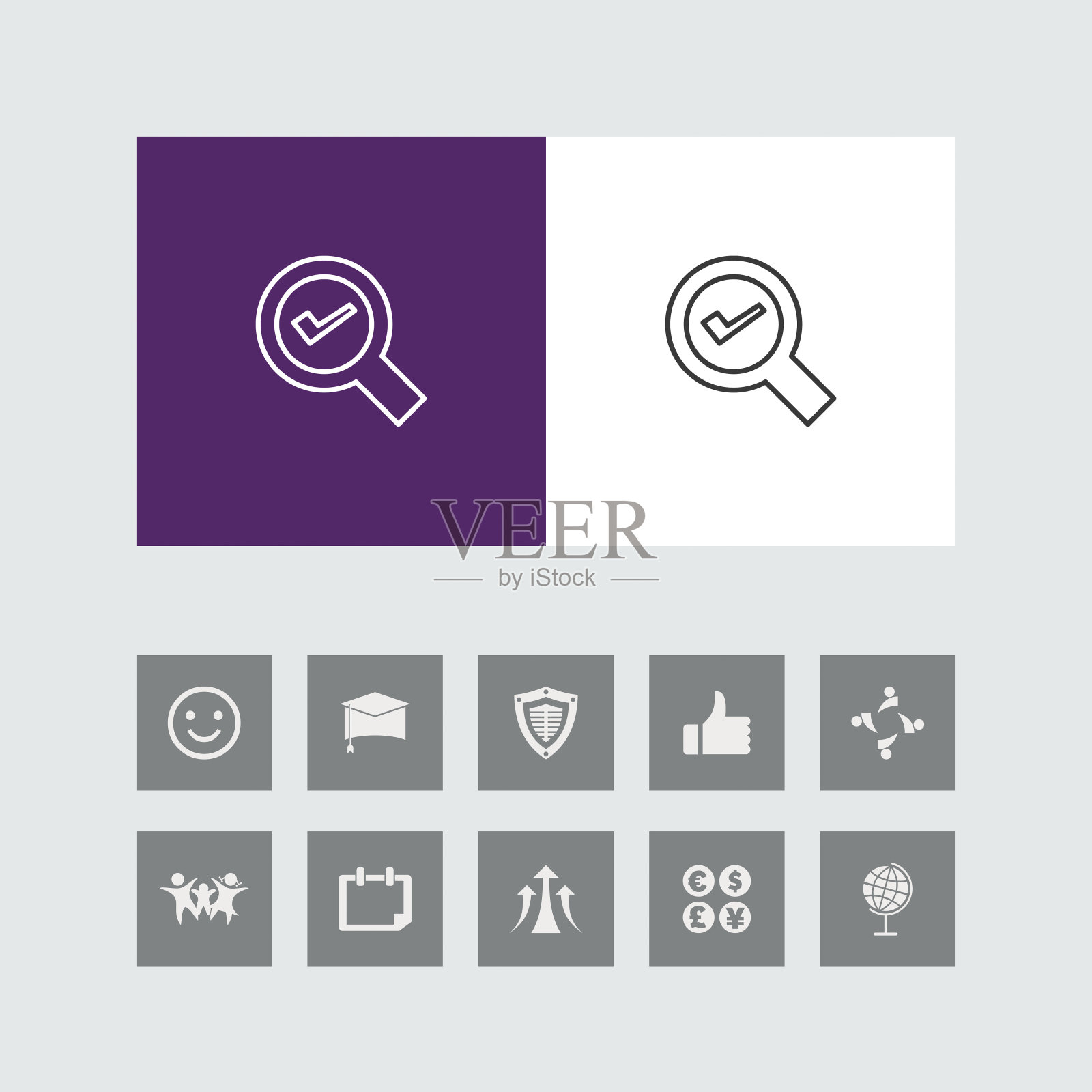 创意搜索线图标与奖金图标。图标素材