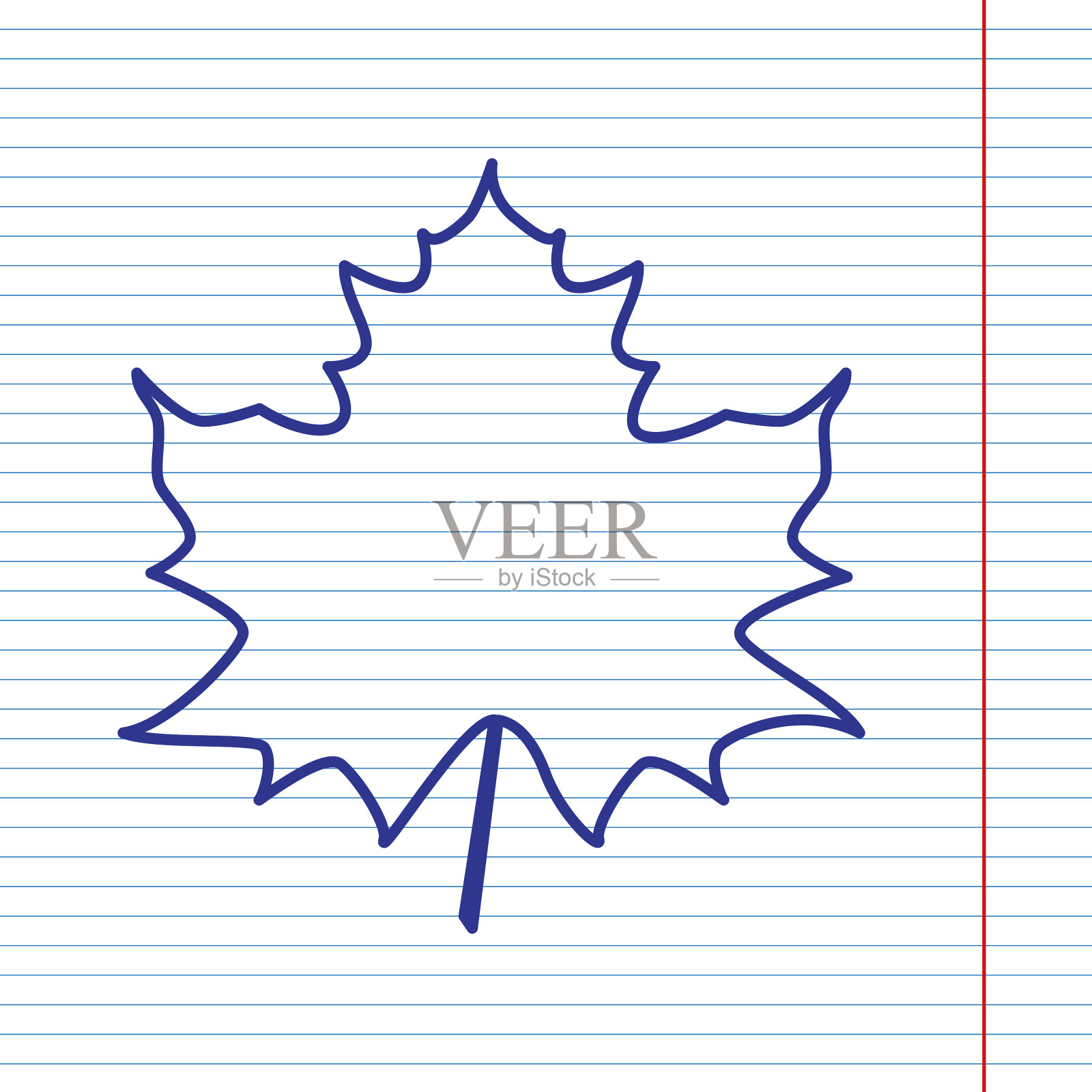 枫叶上的海军蓝线标志插画图片素材