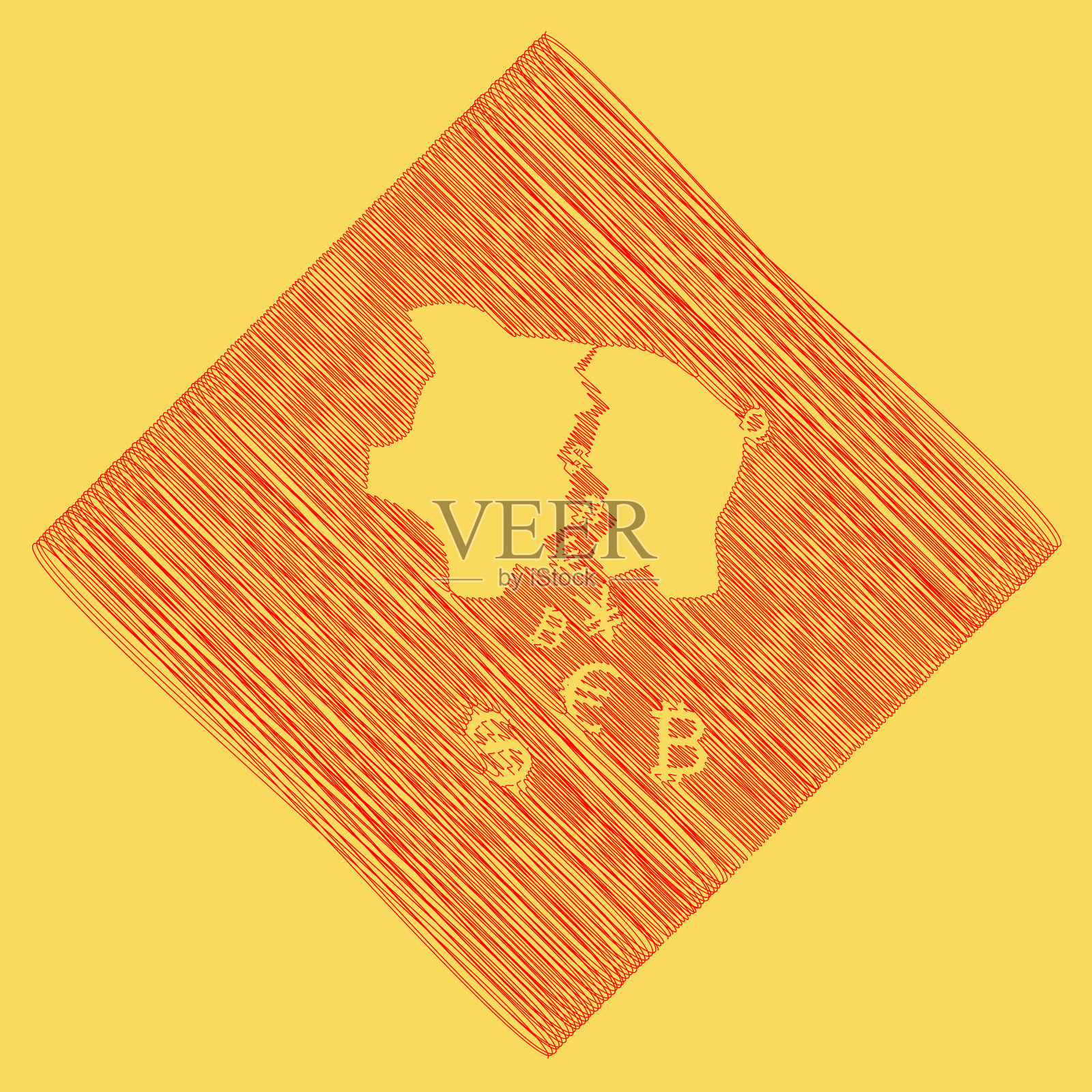 猪钱银行签名红色潦草图标插画图片素材