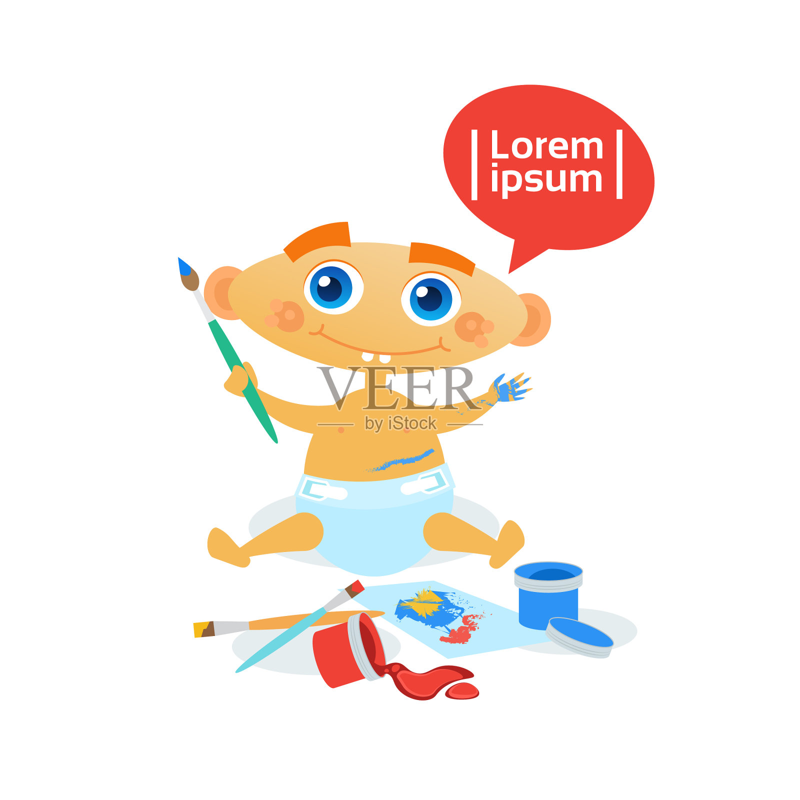 可爱的小男孩画小孩快乐的卡通设计元素图片