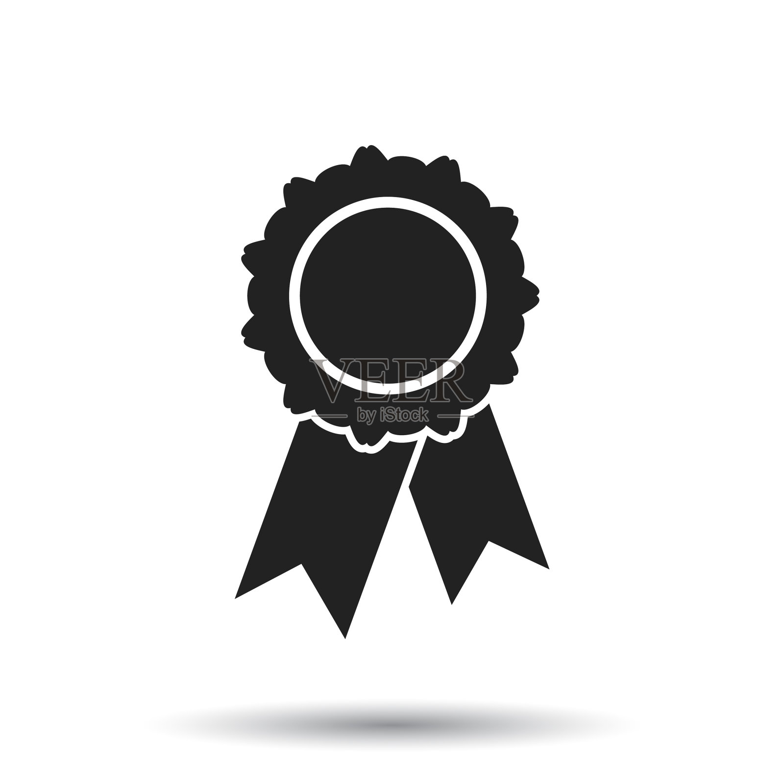 徽章与丝带图标在平坦风格上的白色设计元素图片