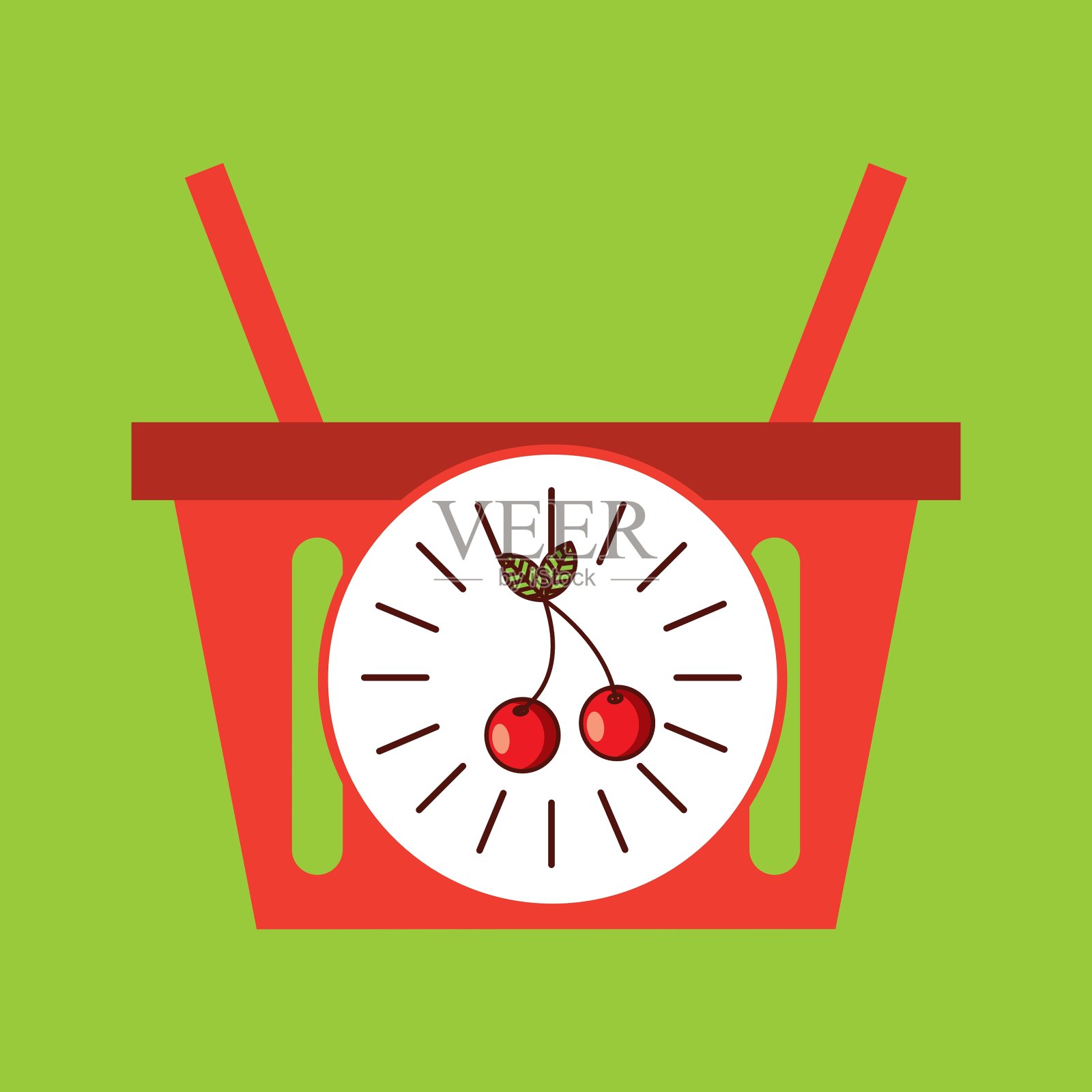 篮子购物樱桃美味的水果插画图片素材