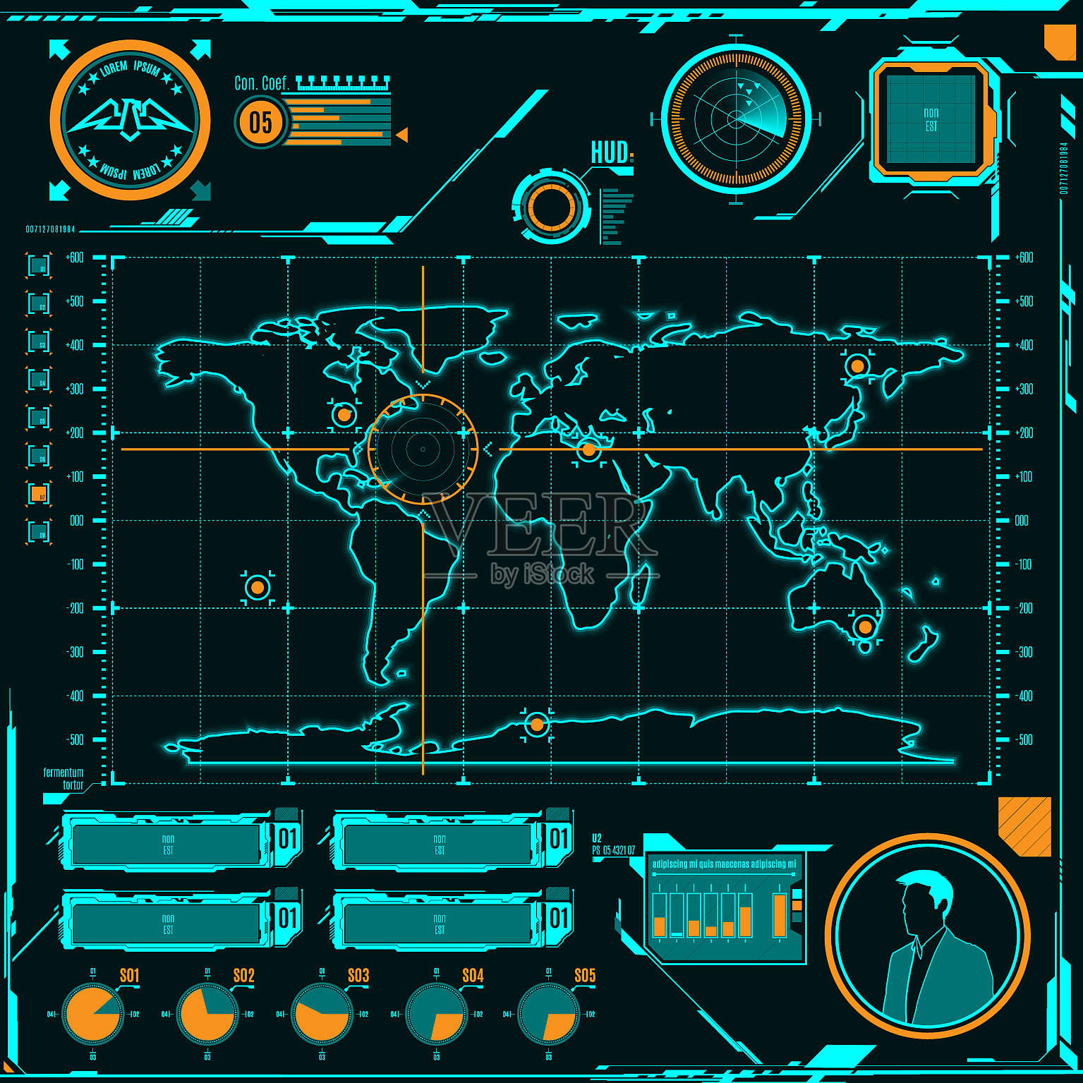 HUD导航地图屏幕元素插画图片素材