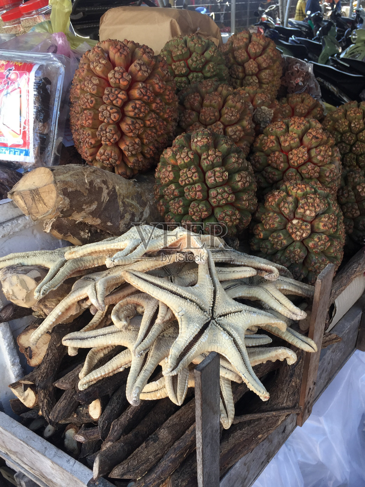 棕榈果和海星干照片摄影图片