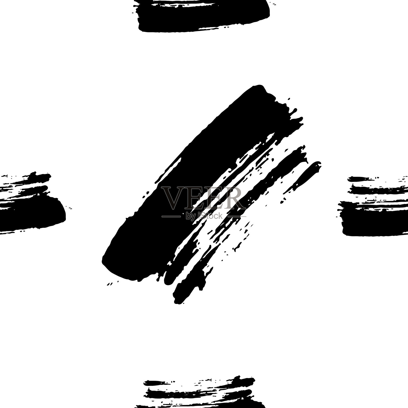 手绘毛笔墨迹黑白插画图片素材