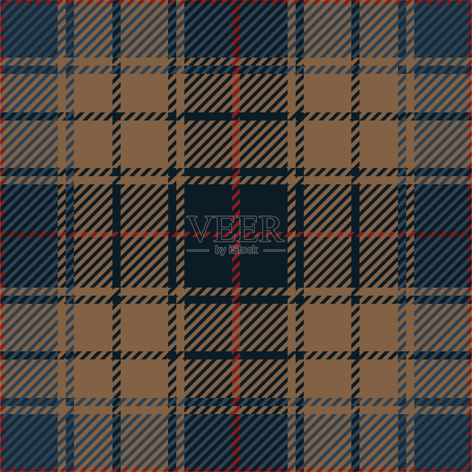 蓝色和米色格子呢无缝图案插画图片素材