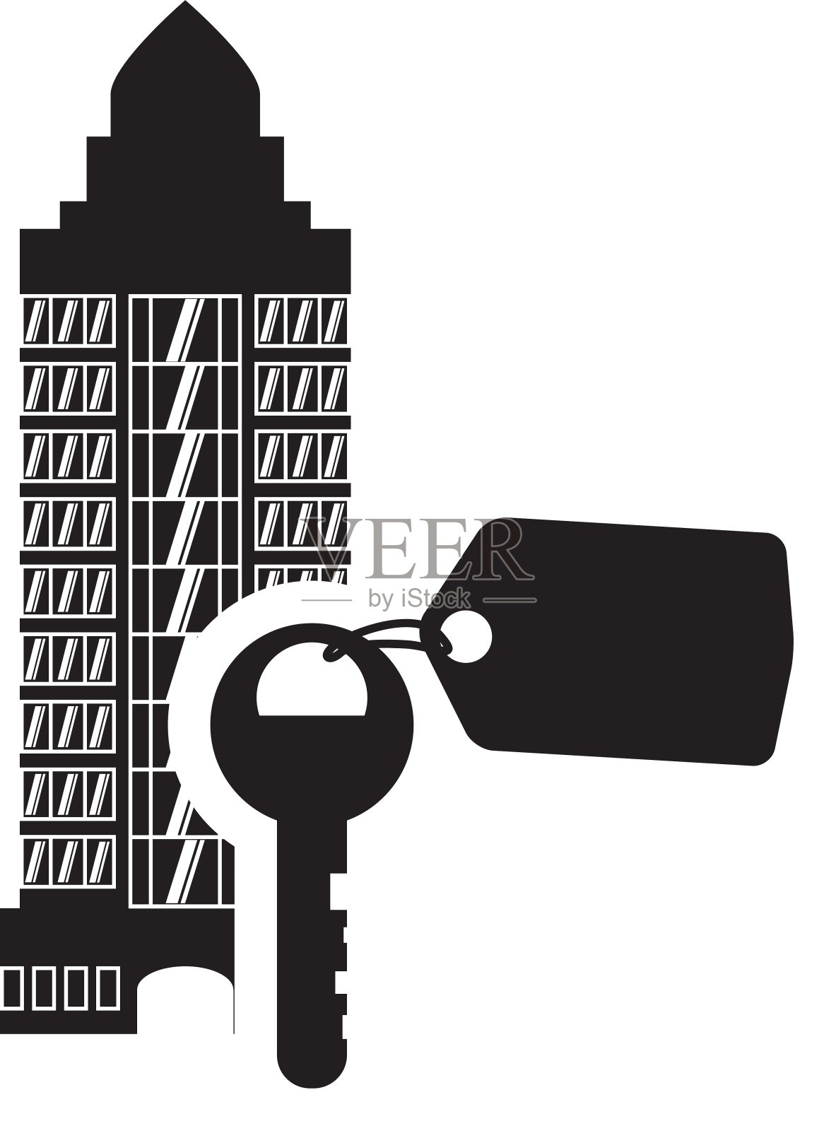 重点酒店建筑轮廓设计插画图片素材