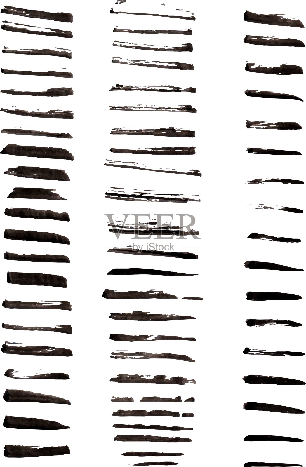 一套黑色颜料墨笔笔画插画图片素材