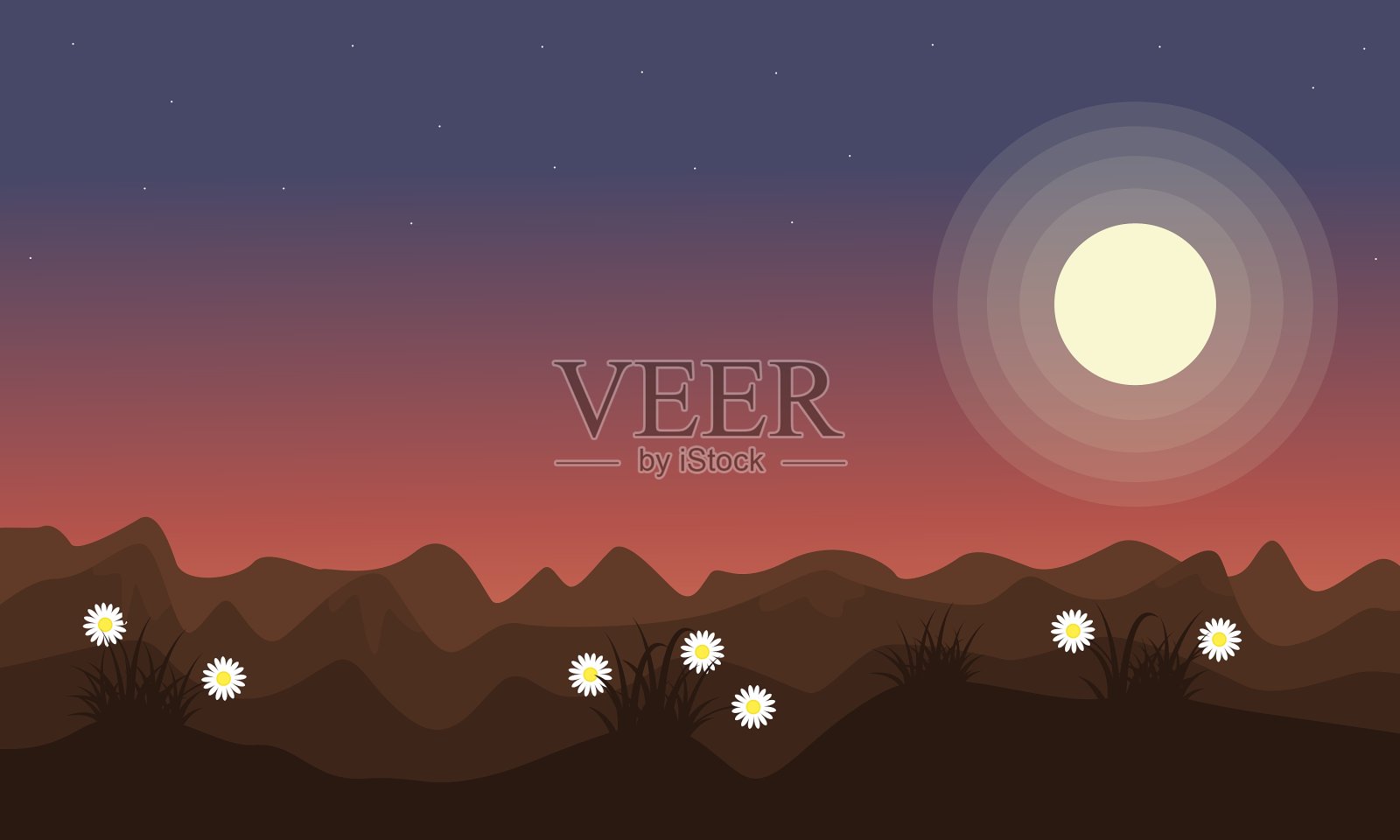 春天的山景插画图片素材