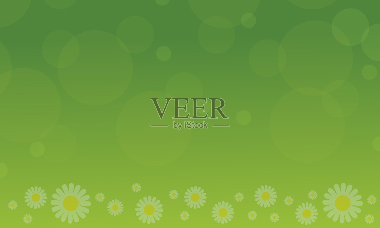 绿色背景上盛开的春天插画图片素材