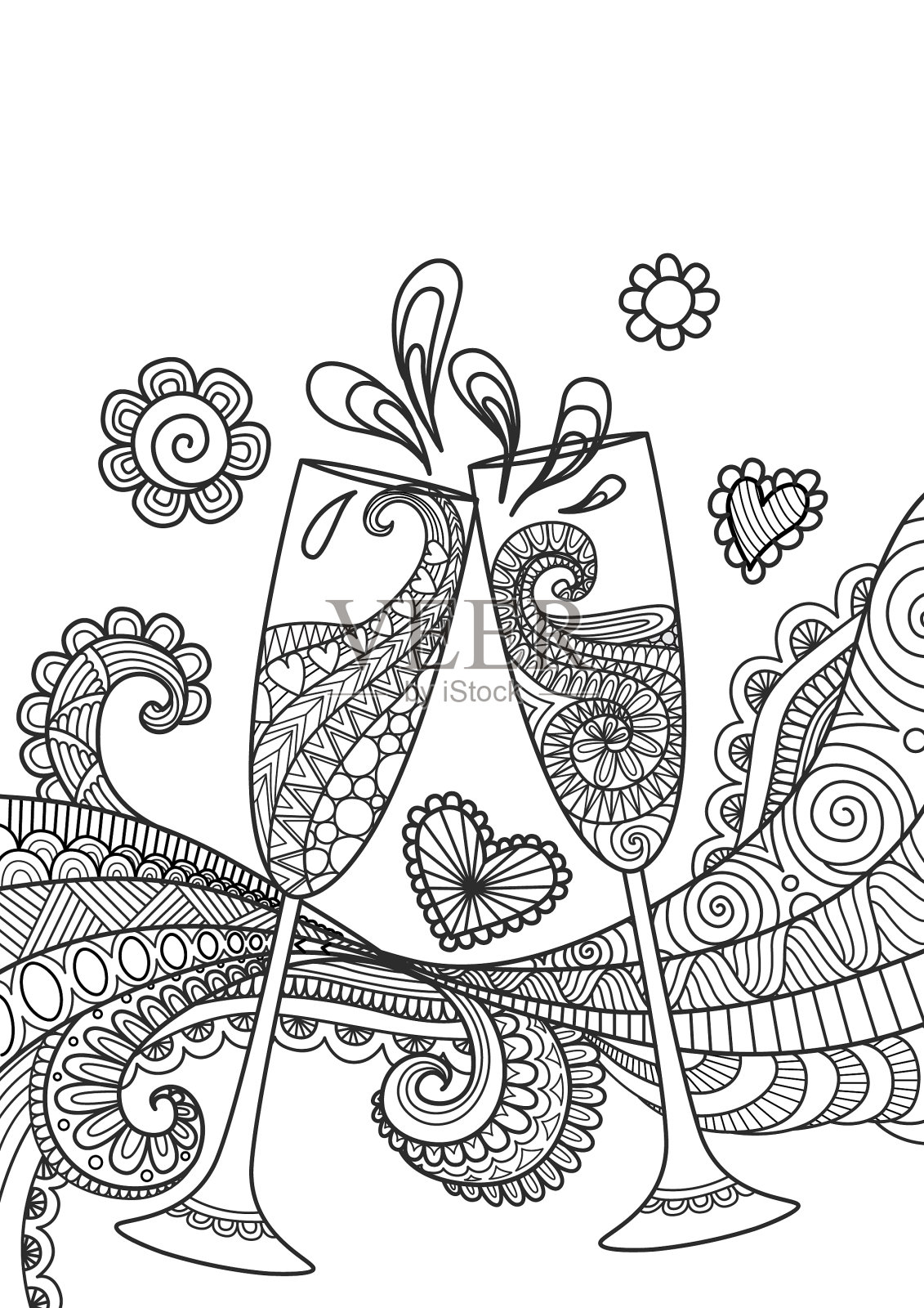 香槟酒杯敬酒插画图片素材