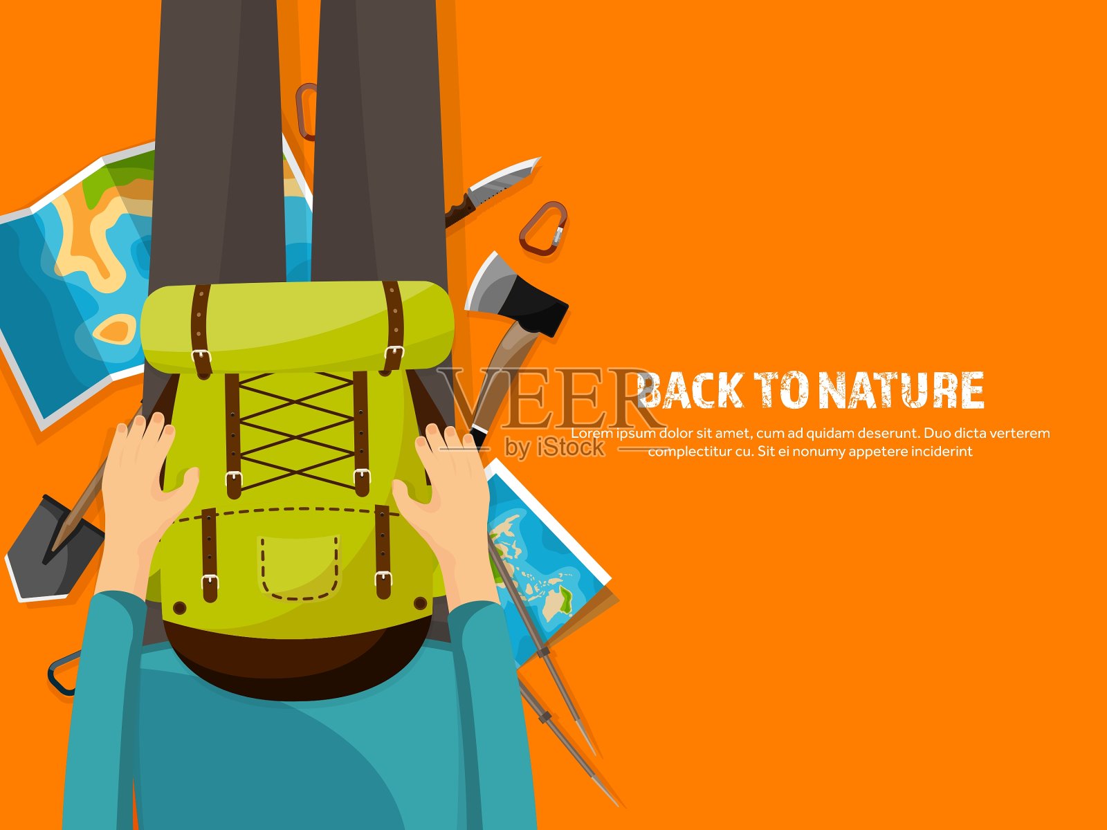 旅游和旅游平面风格的世界地球地图插画图片素材