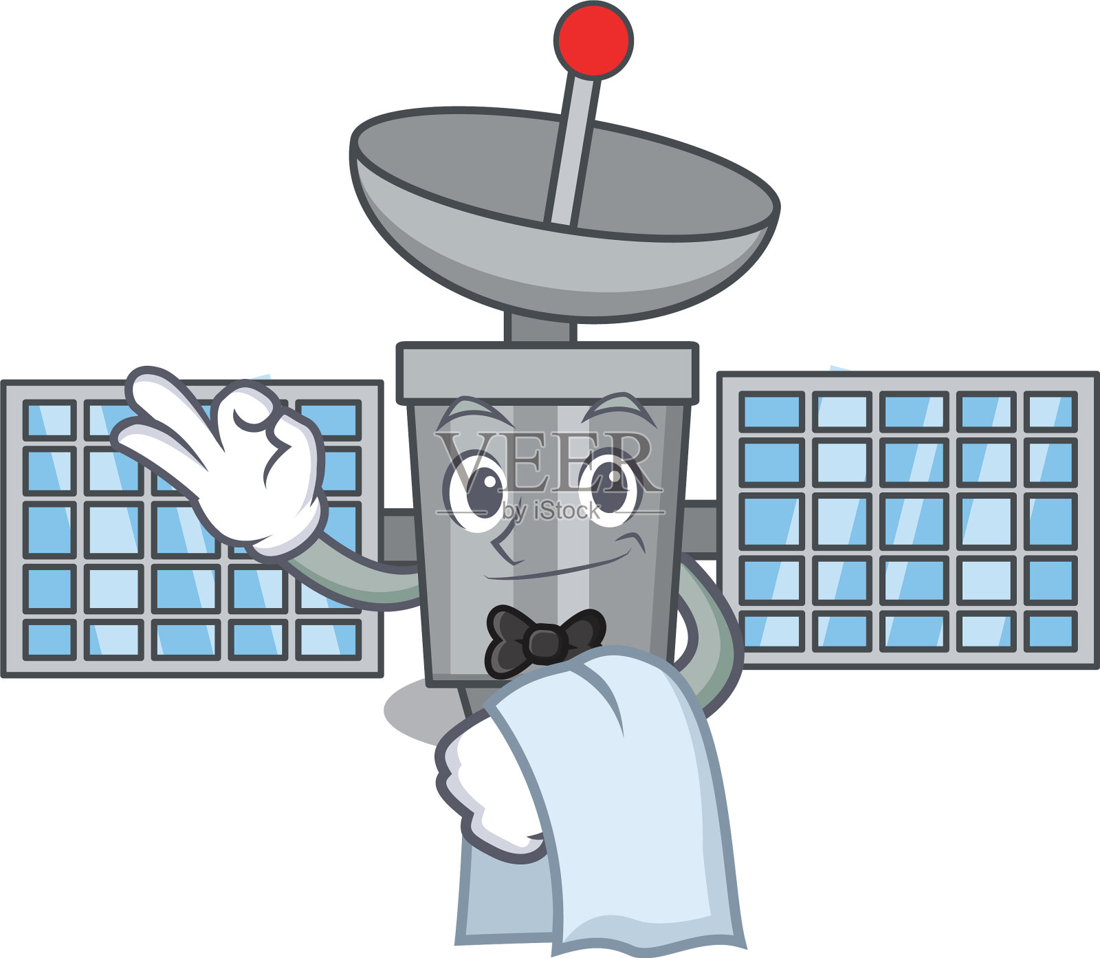 服务员卫星吉祥物卡通风格设计元素图片