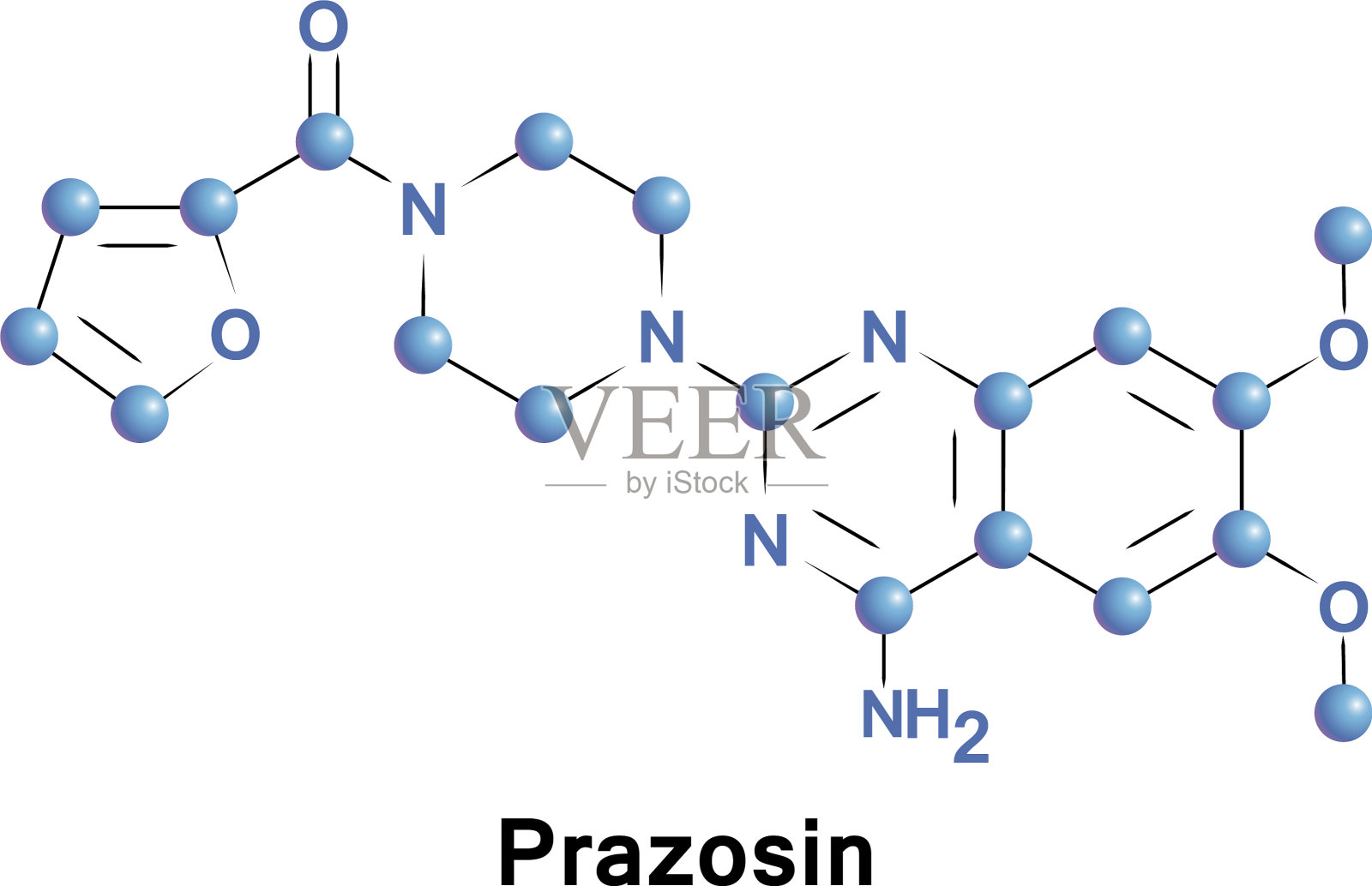 哌唑嗪阻滞交感神经的药物插画图片素材