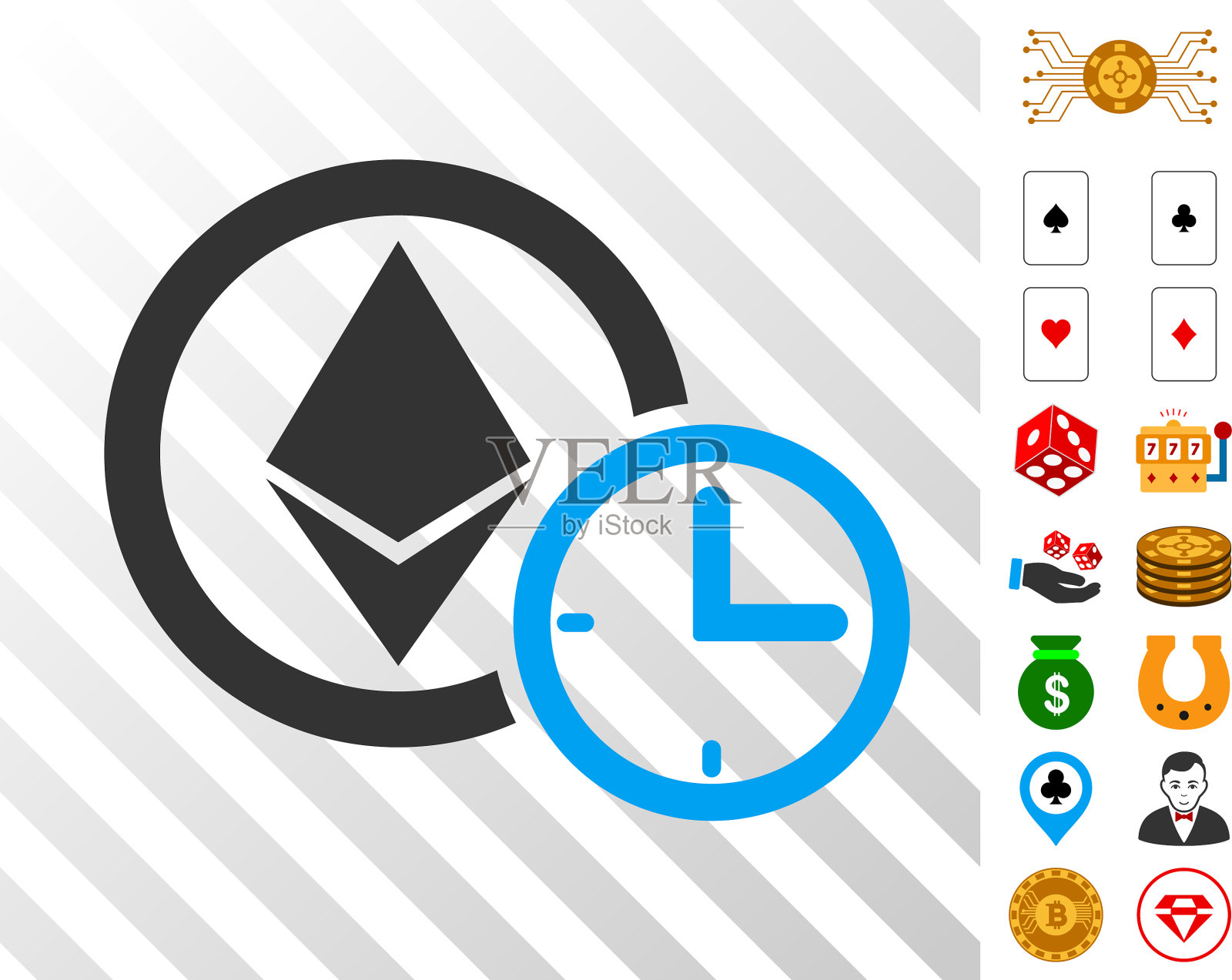 带有奖金的以太坊信用时钟图标插画图片素材