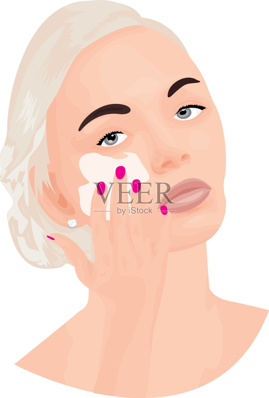 一个女孩把面霜涂在脸上设计元素图片