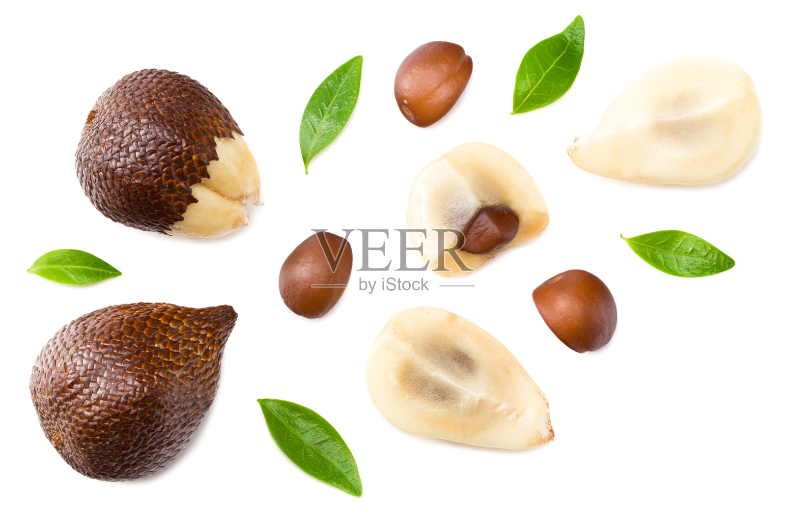 白底上孤立的沙生果或蛇果。俯视图照片摄影图片