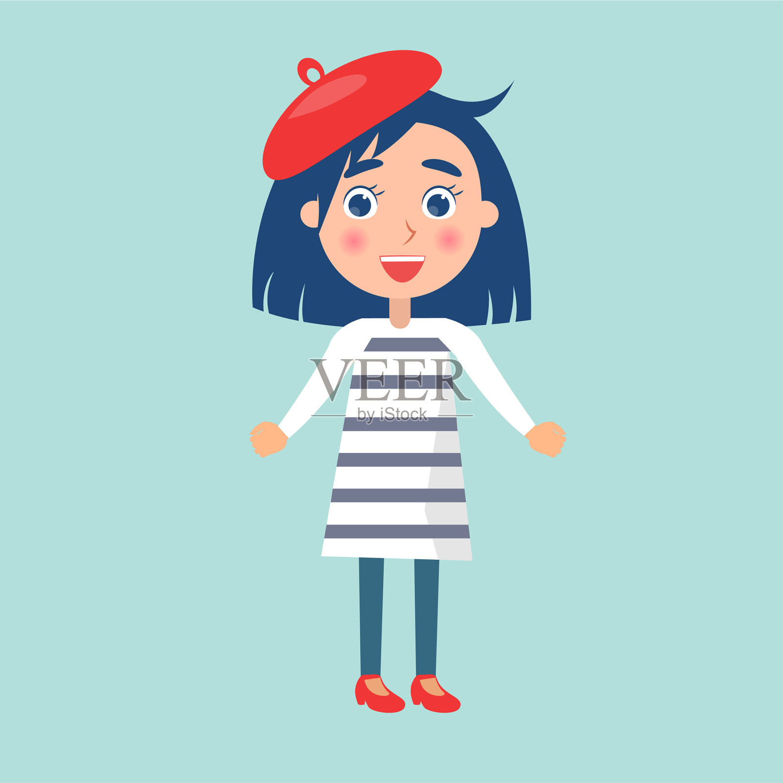 女孩为孩子们庆祝国际节日插画图片素材