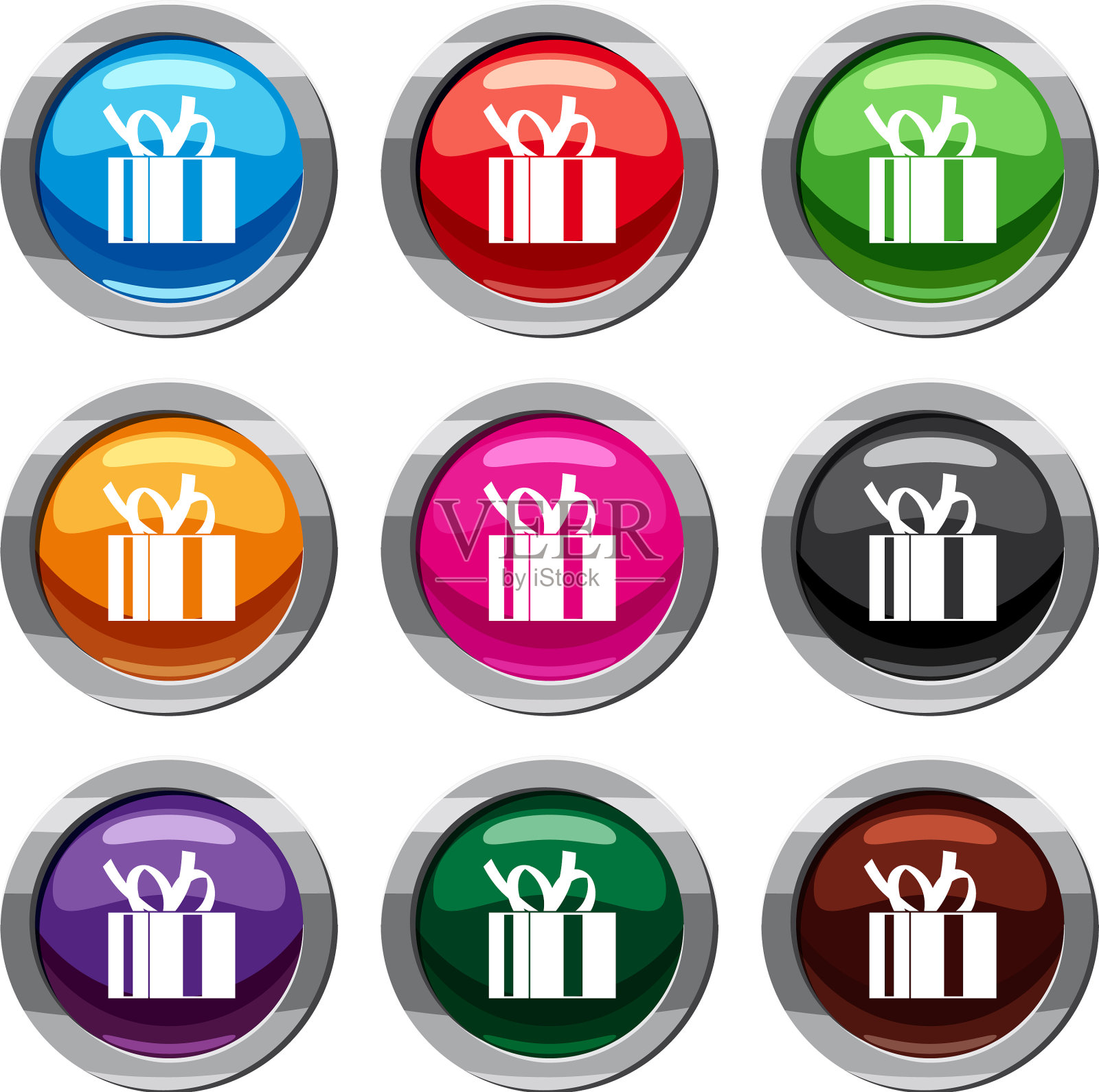 礼盒与丝带套装9收集图标素材