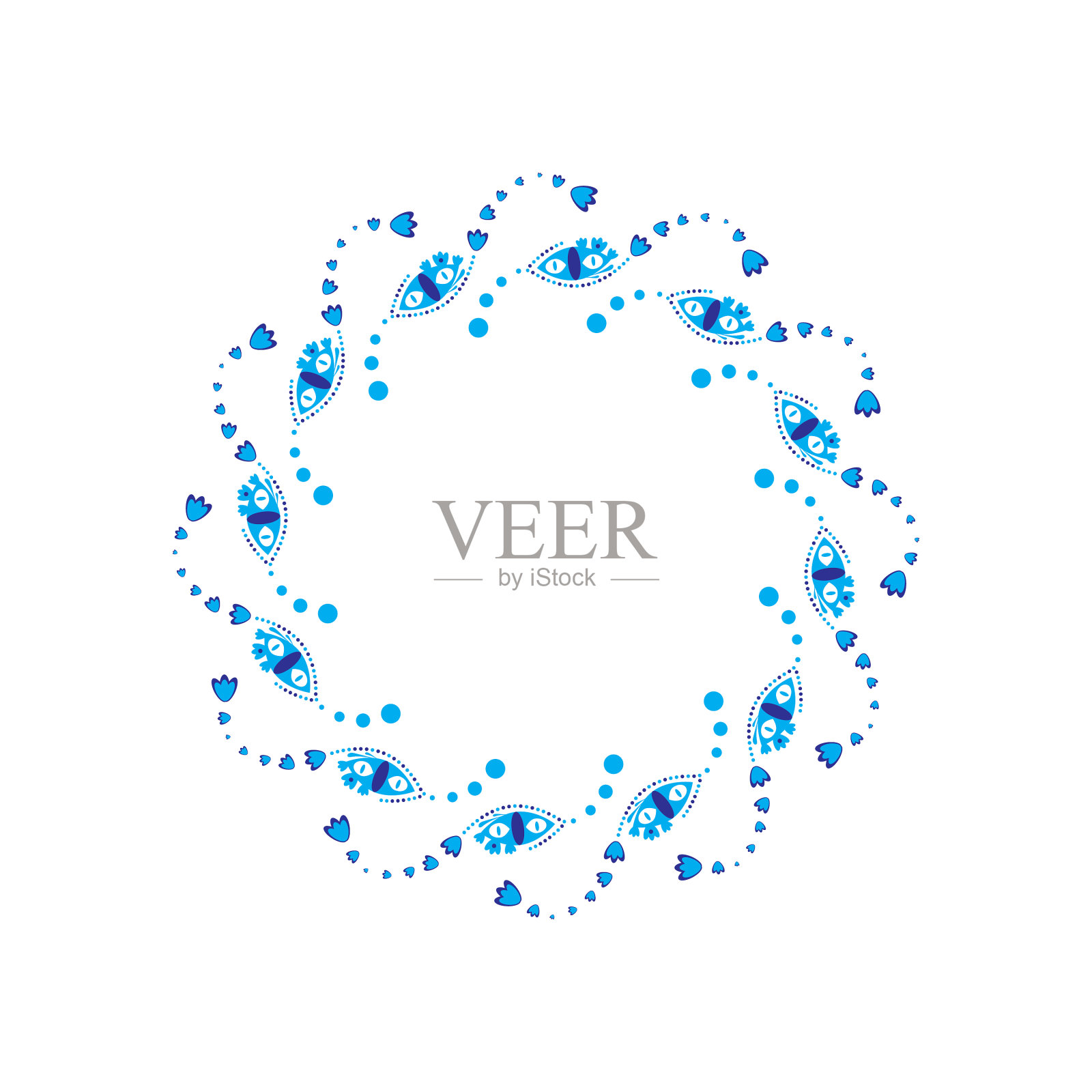 蓝色的曼荼罗设计元素图片