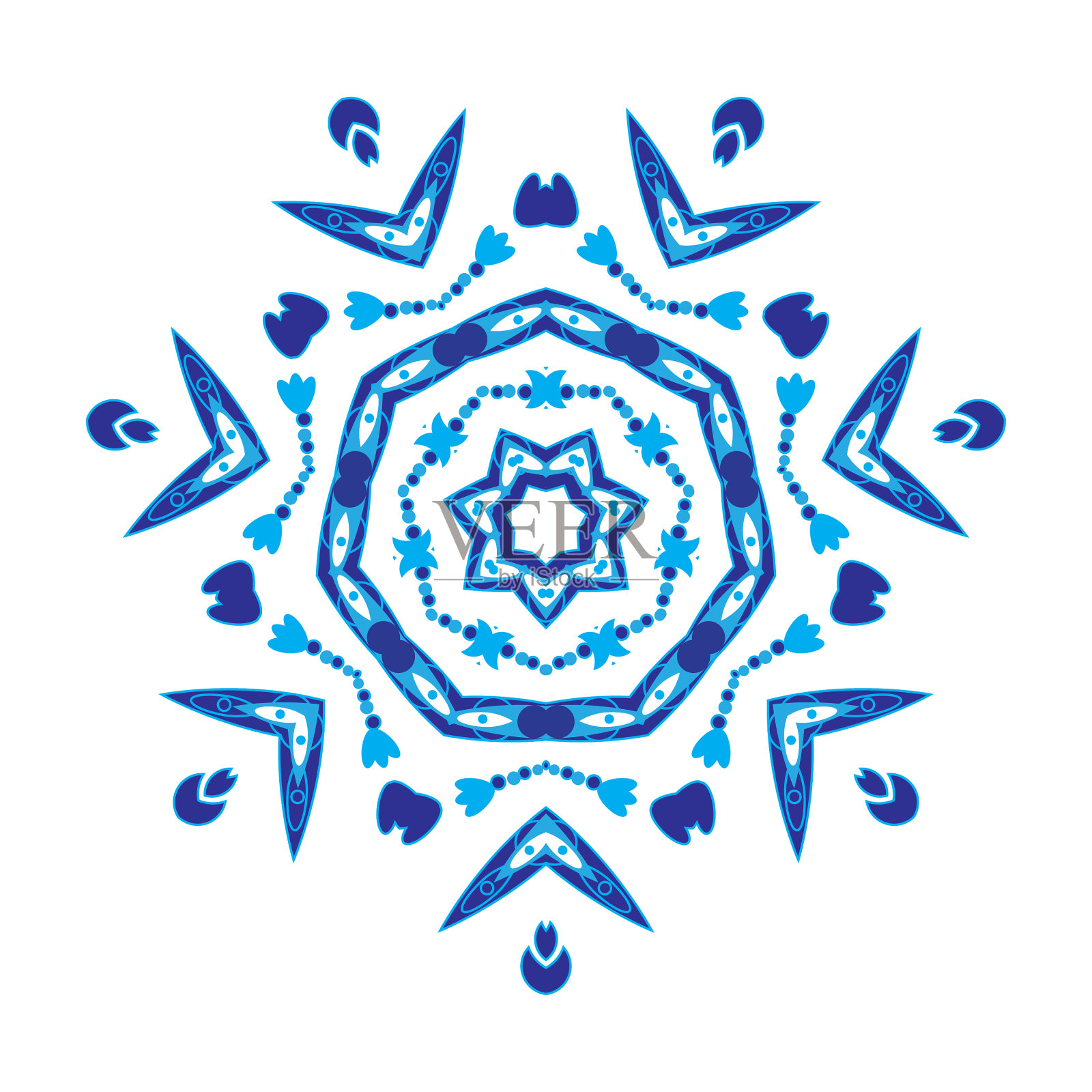 蓝色的曼荼罗设计元素图片