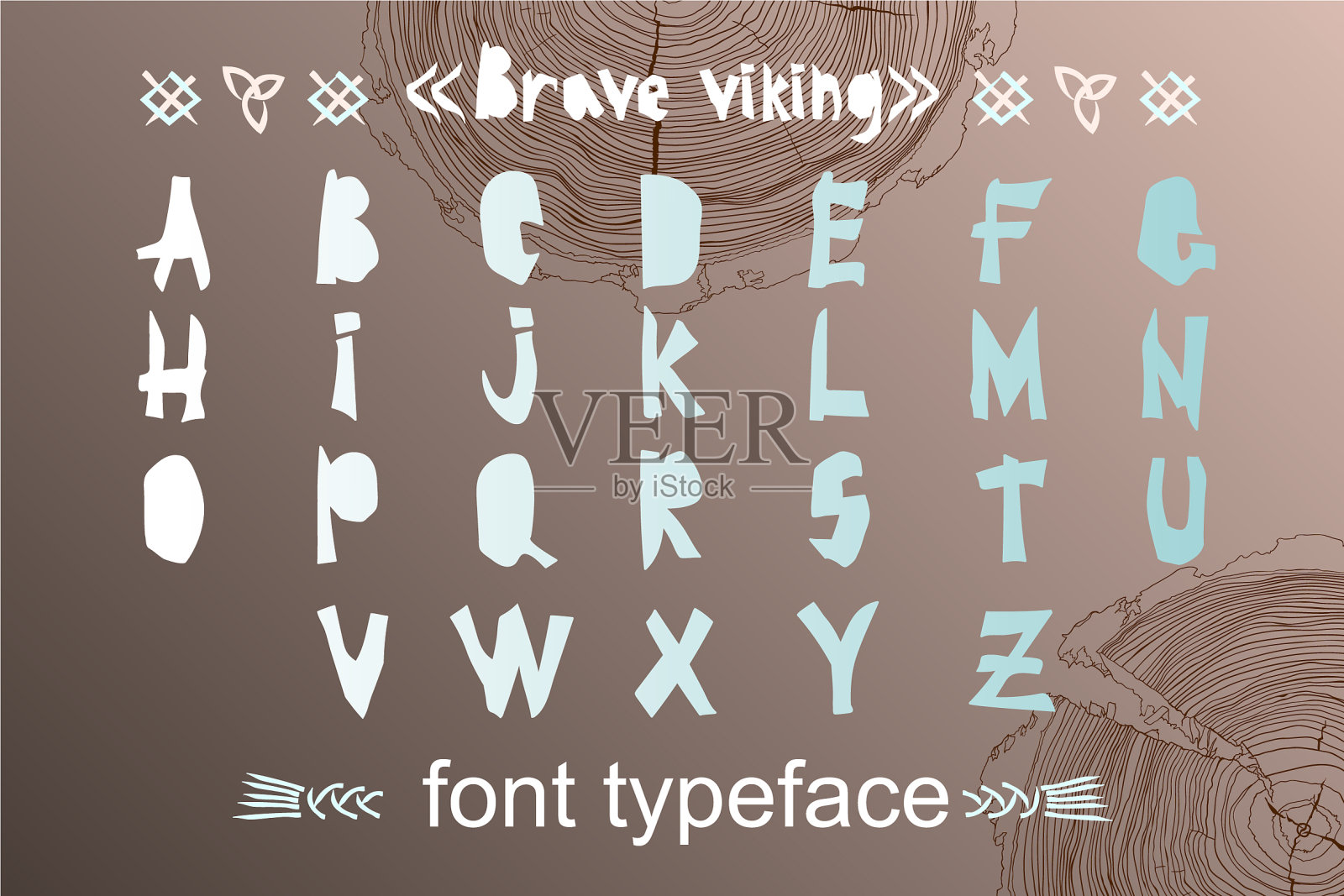 斯堪的纳维亚剪纸风格的现代字母插画图片素材