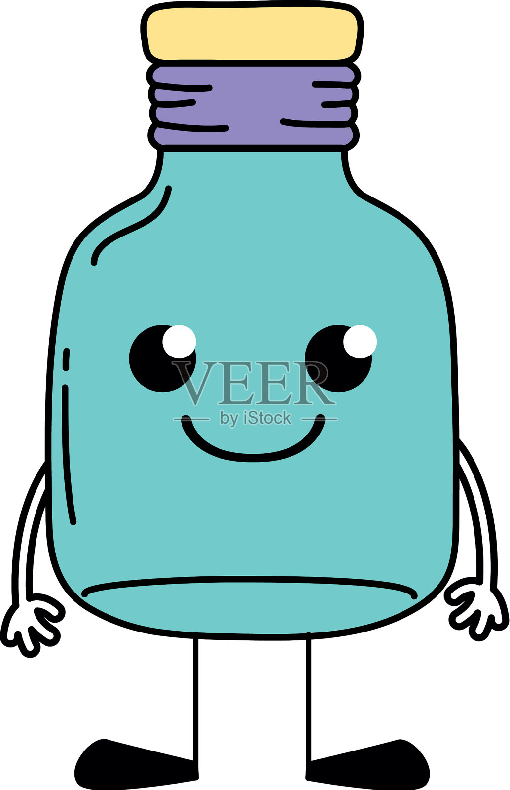 微笑梅森玻璃卡哇伊有胳膊和腿设计元素图片