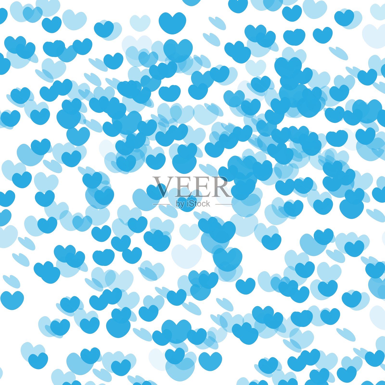 青色和蓝色的心插画图片素材