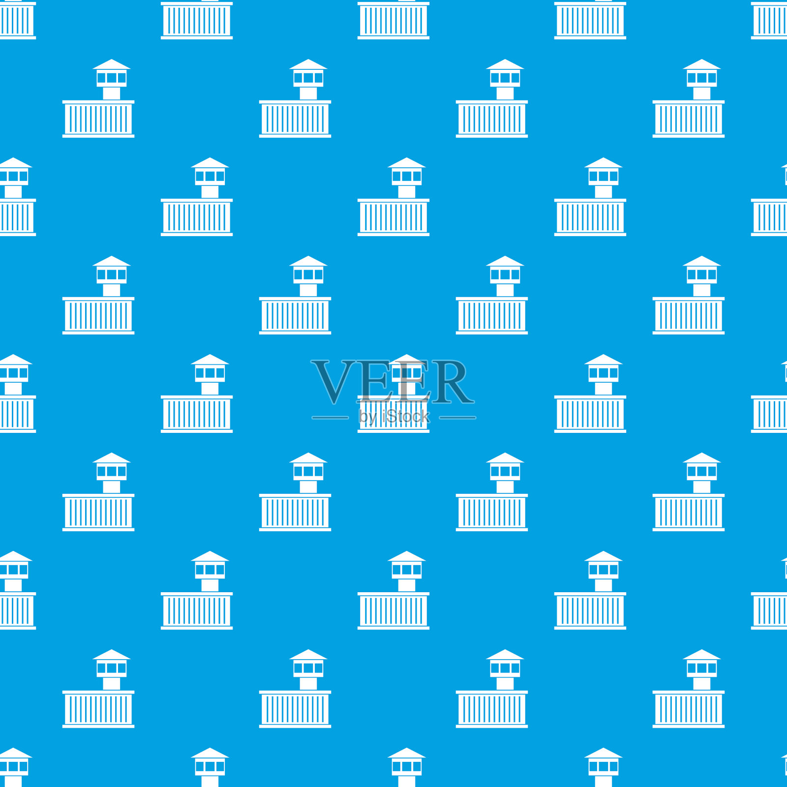 监狱塔形无缝蓝色插画图片素材