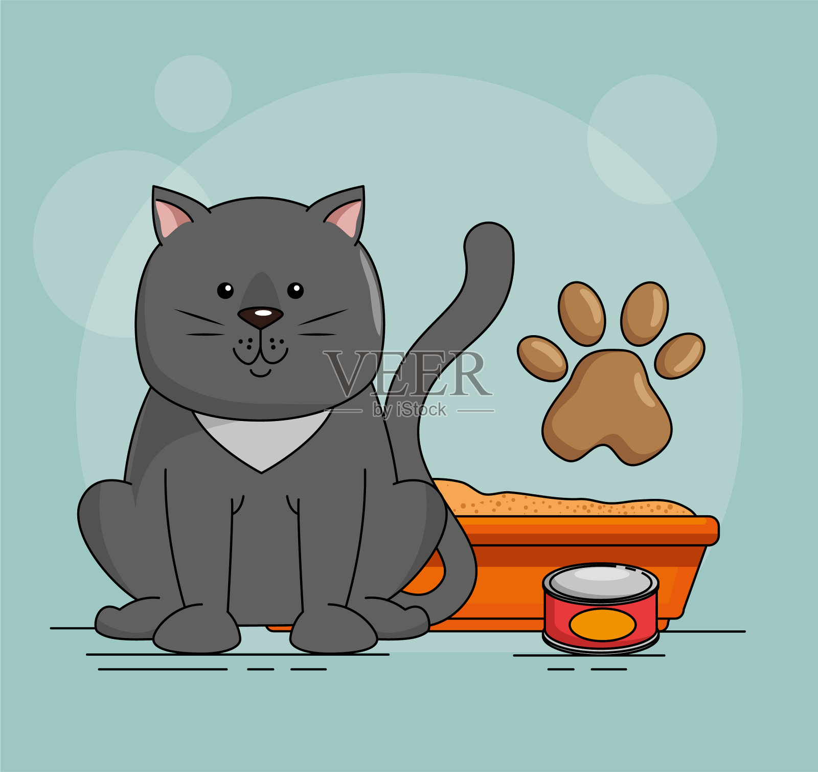 可爱的沙猫插画图片素材