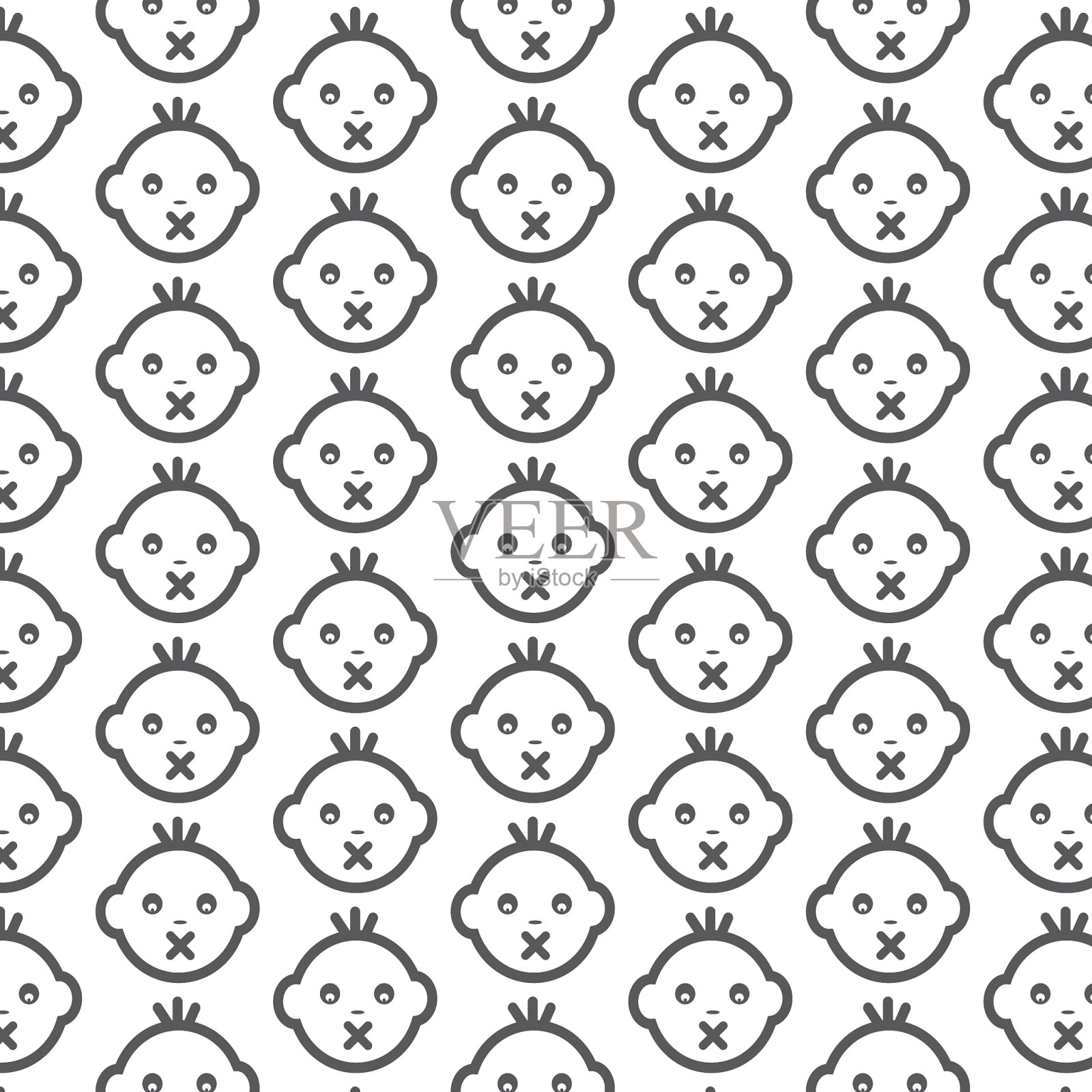 图案背景婴儿脸情绪图标插画图片素材