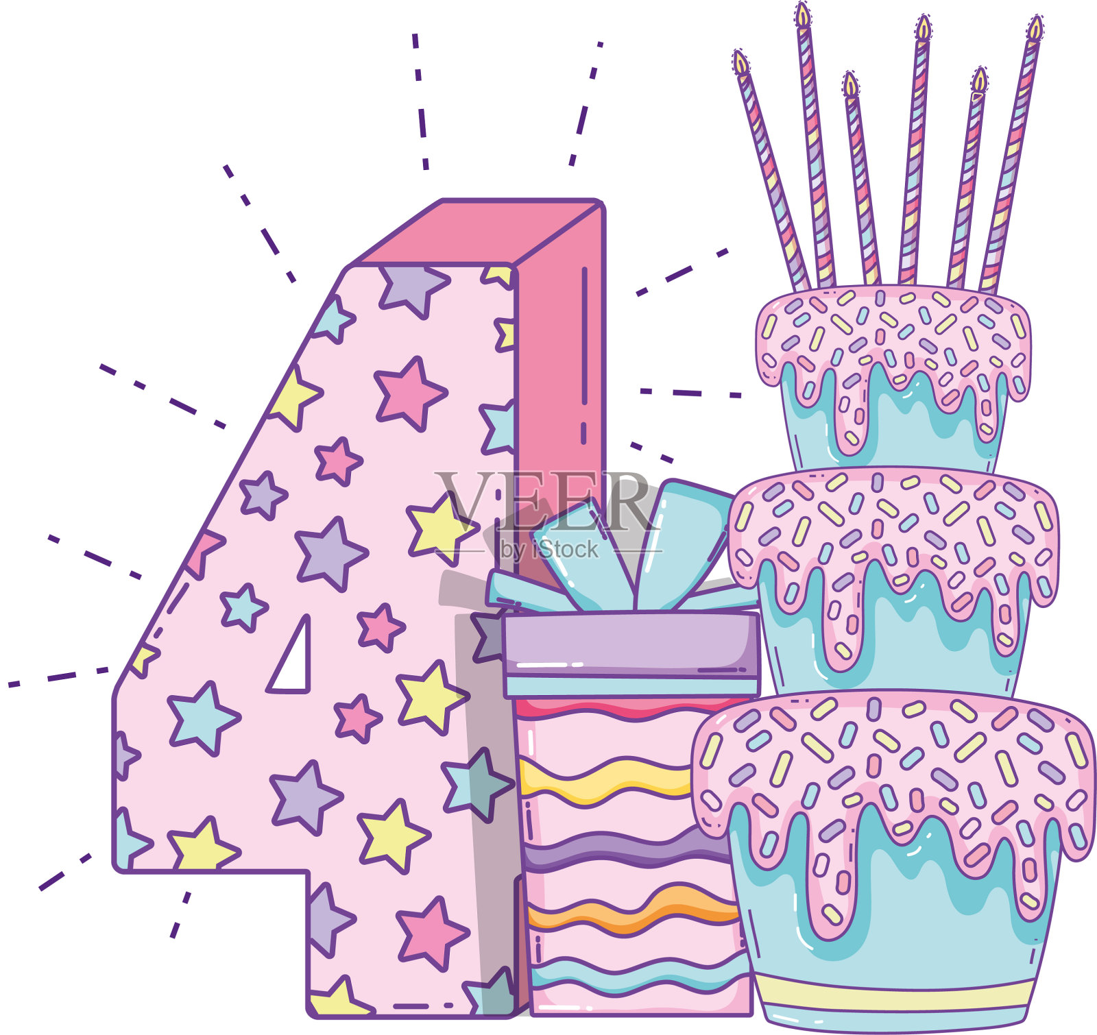 生日快乐的漫画设计元素图片