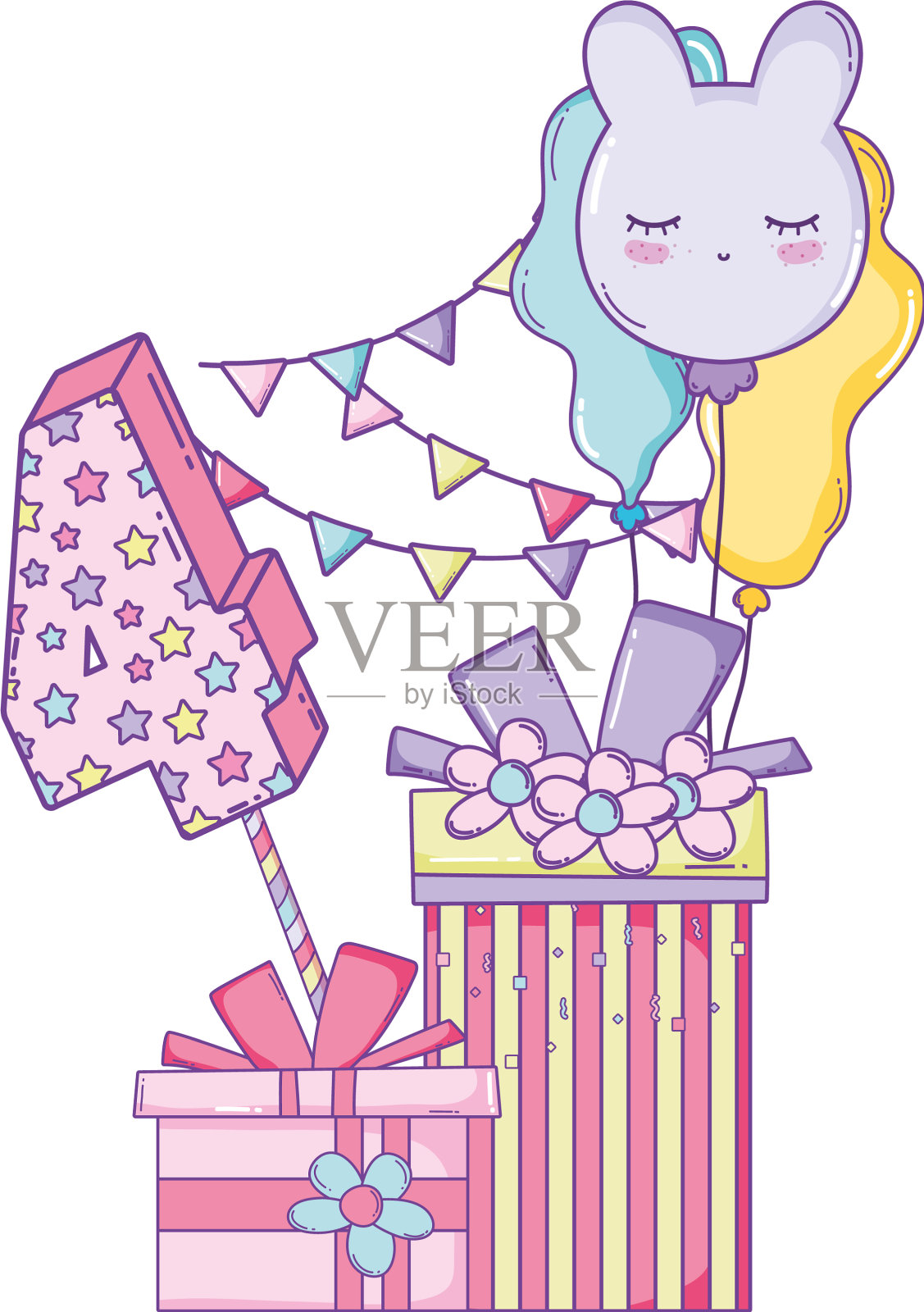 生日快乐的漫画设计元素图片