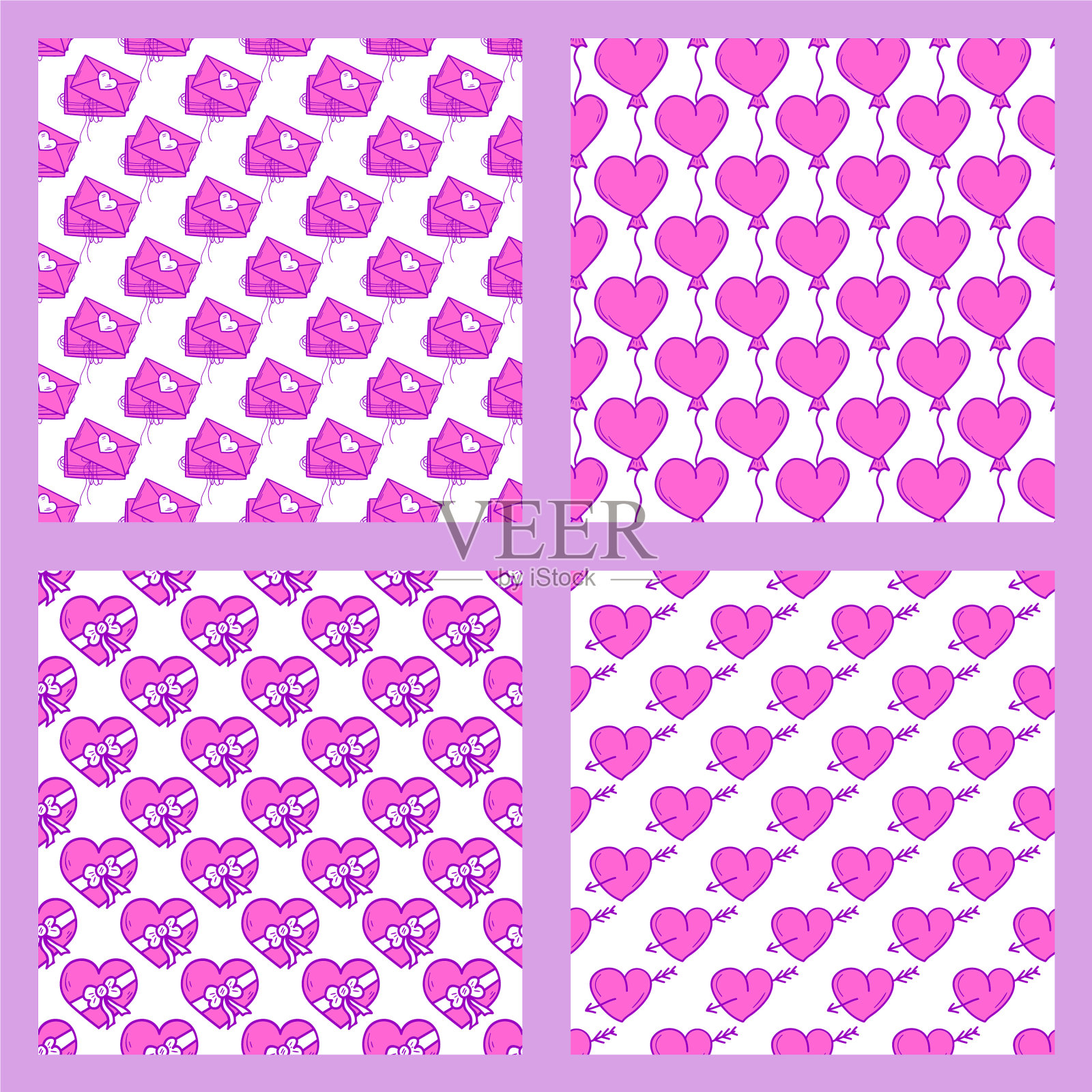 简单的红心鲜明无缝图案插画图片素材