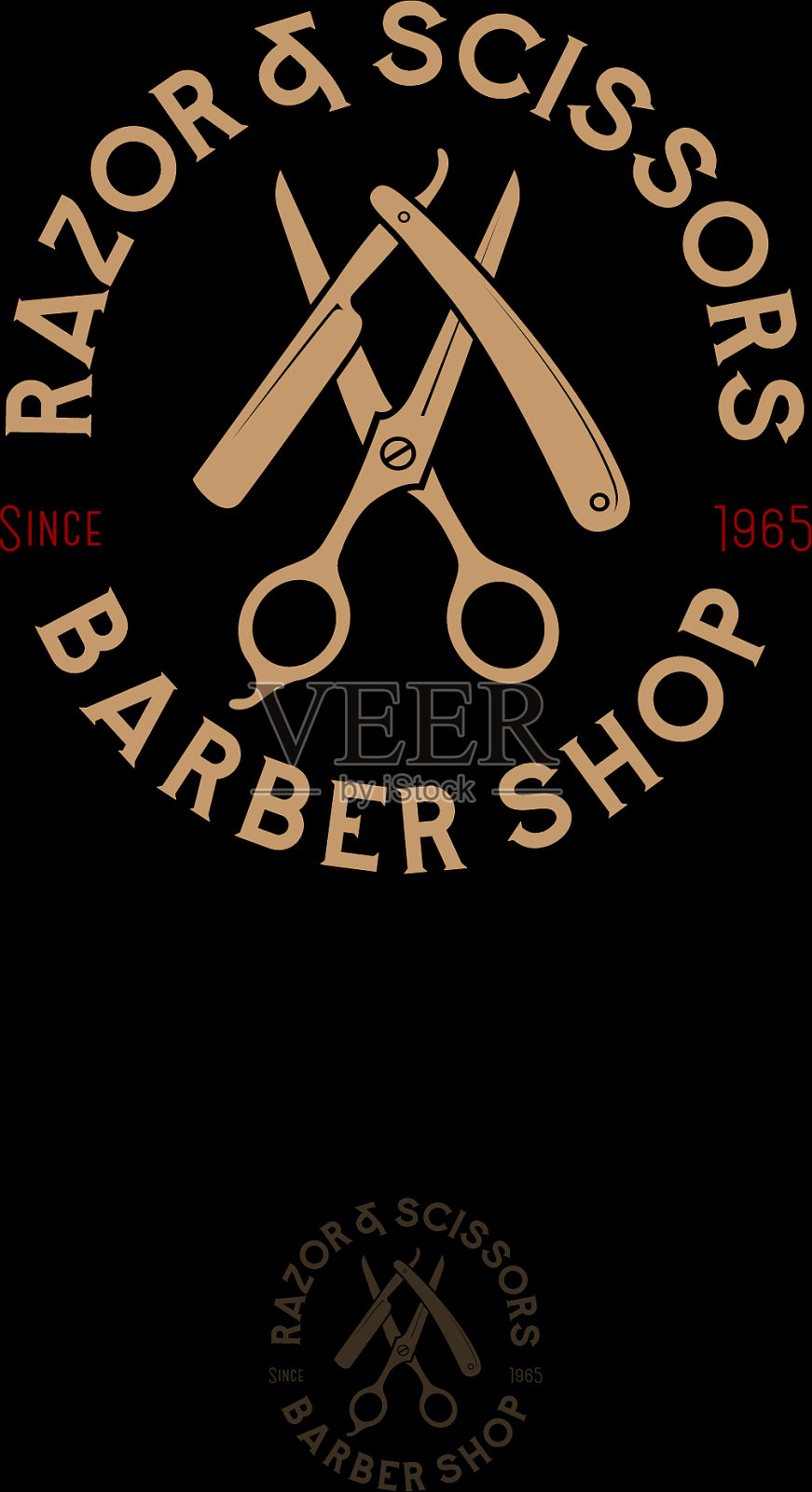 标志理发剪剃须刀插画图片素材